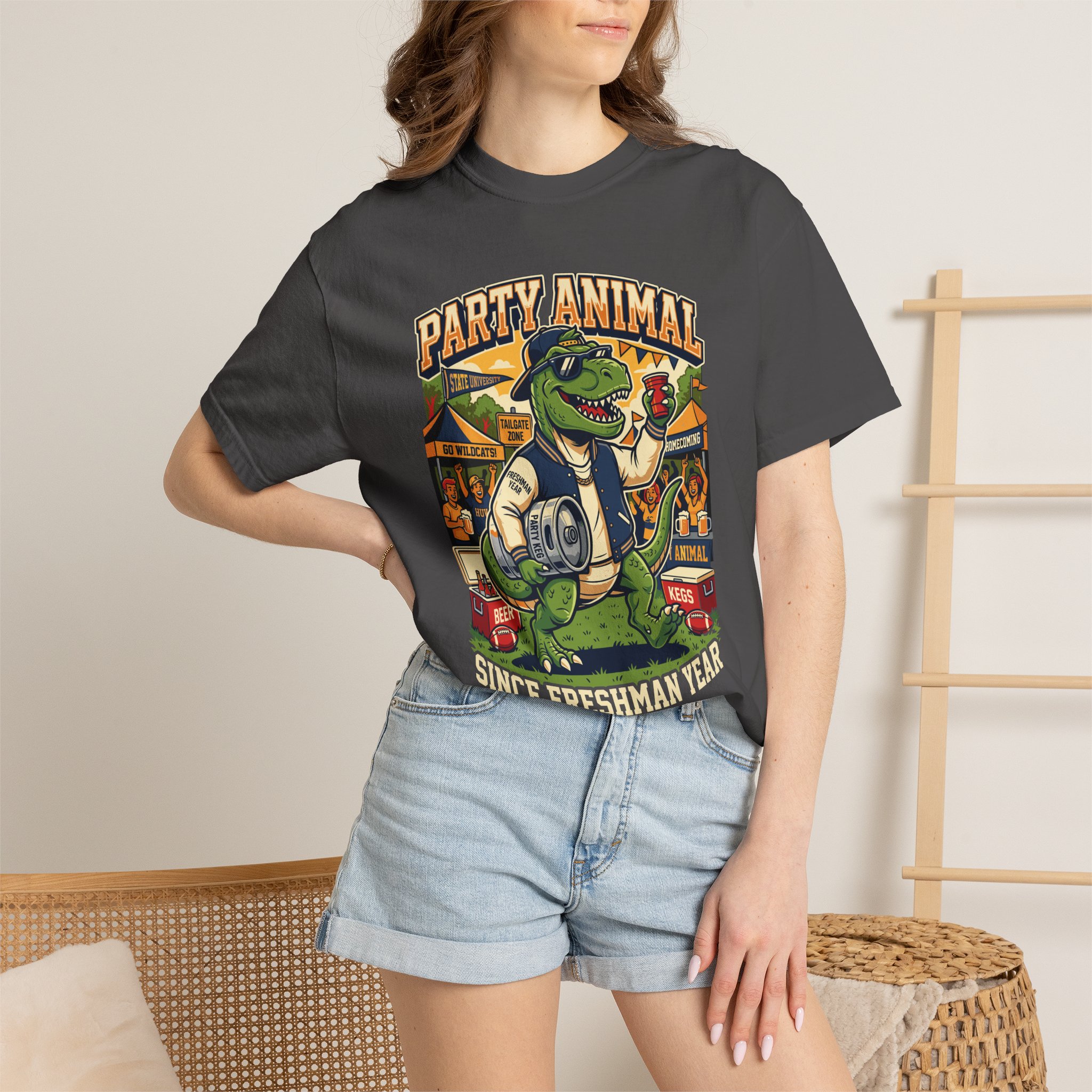 Party Animal T-Shirt — Dinosaur BBQ Beer Graphic Tee - Image 48