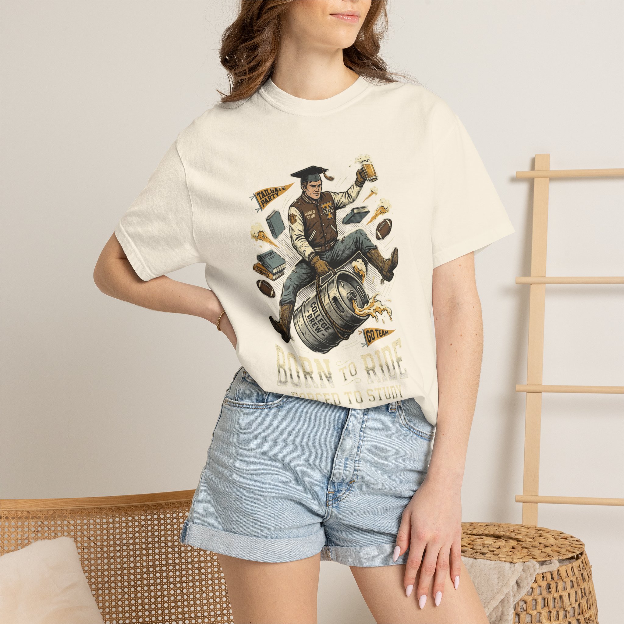 Born to Ride, Forced to Study — College Tailgate Graphic T-Shirt - Image 20