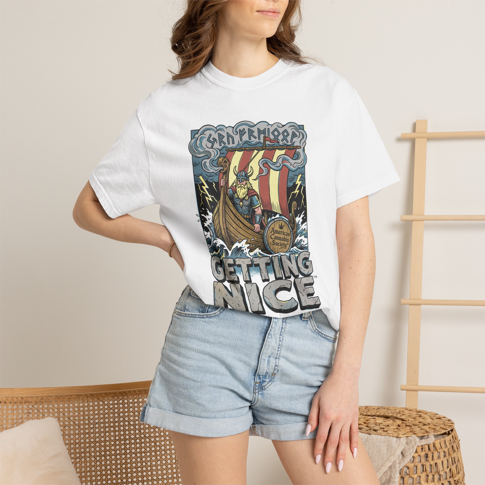 Viking Ship 'Getting Nice' Graphic T‑Shirt — Retro Norse Adventure Tee - Image 21