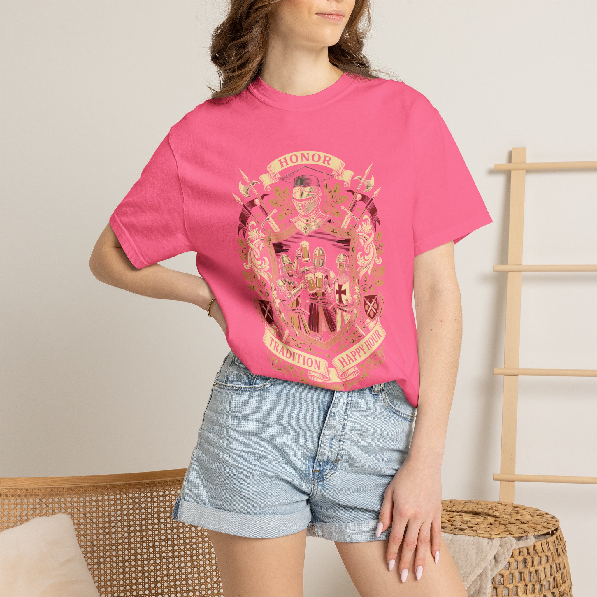 Heraldic Crest Graphic T-Shirt — Vintage Shield & Banner Design - Image 52