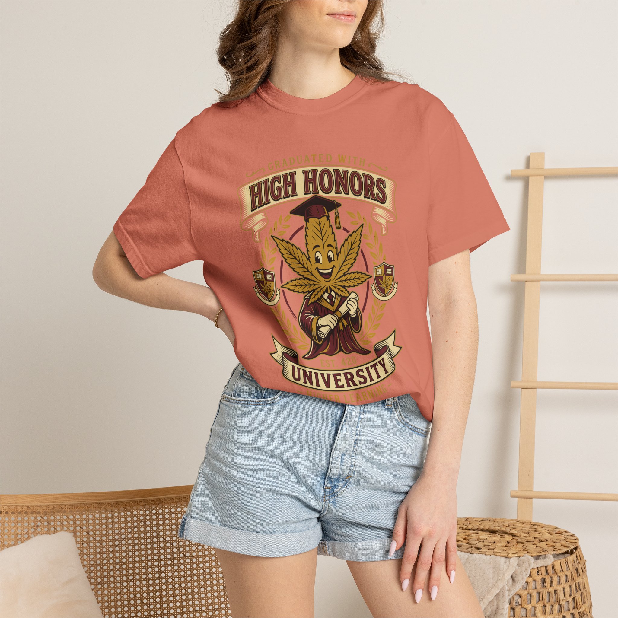 High Honors University T-Shirt — "Graduated with High Honors" Retro Marijuana College Tee - Image 12