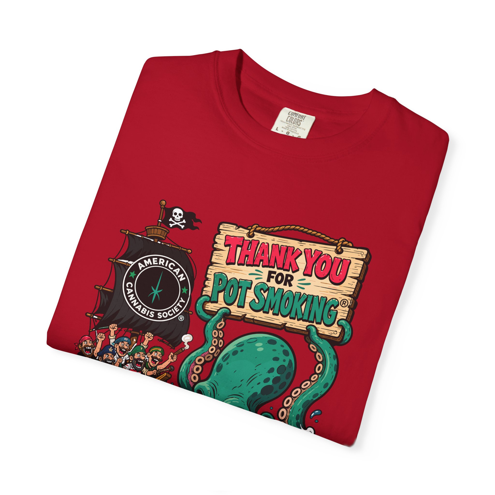 Octopus Pirate Graphic T-Shirt — Thank You For Pot Smoking® Vintage Nautical Tee - Image 59