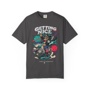 Getting Nice™ Space Cat Tee — Cosmic Cannabis Graphic