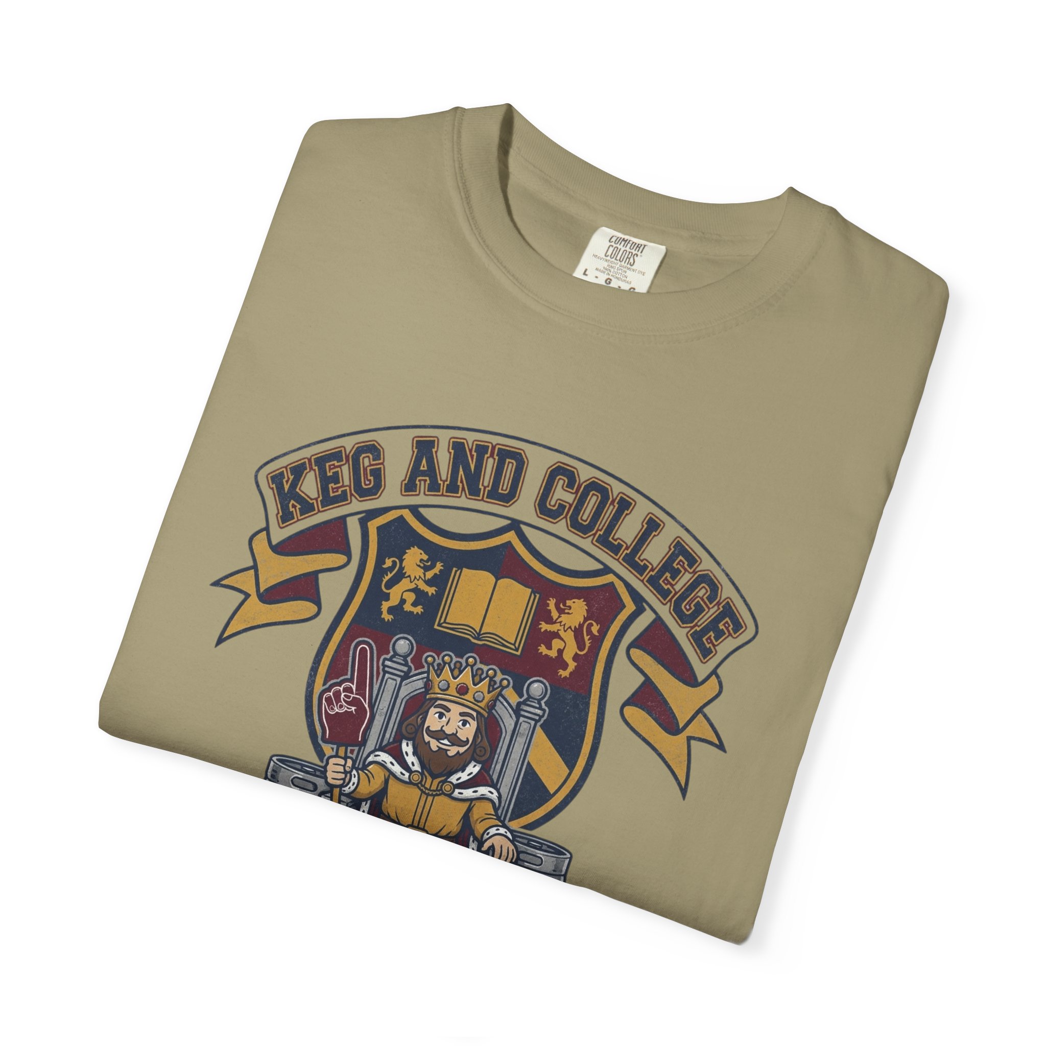 Keg and College T-Shirt — Vintage Crest Graphic Tee - Image 3