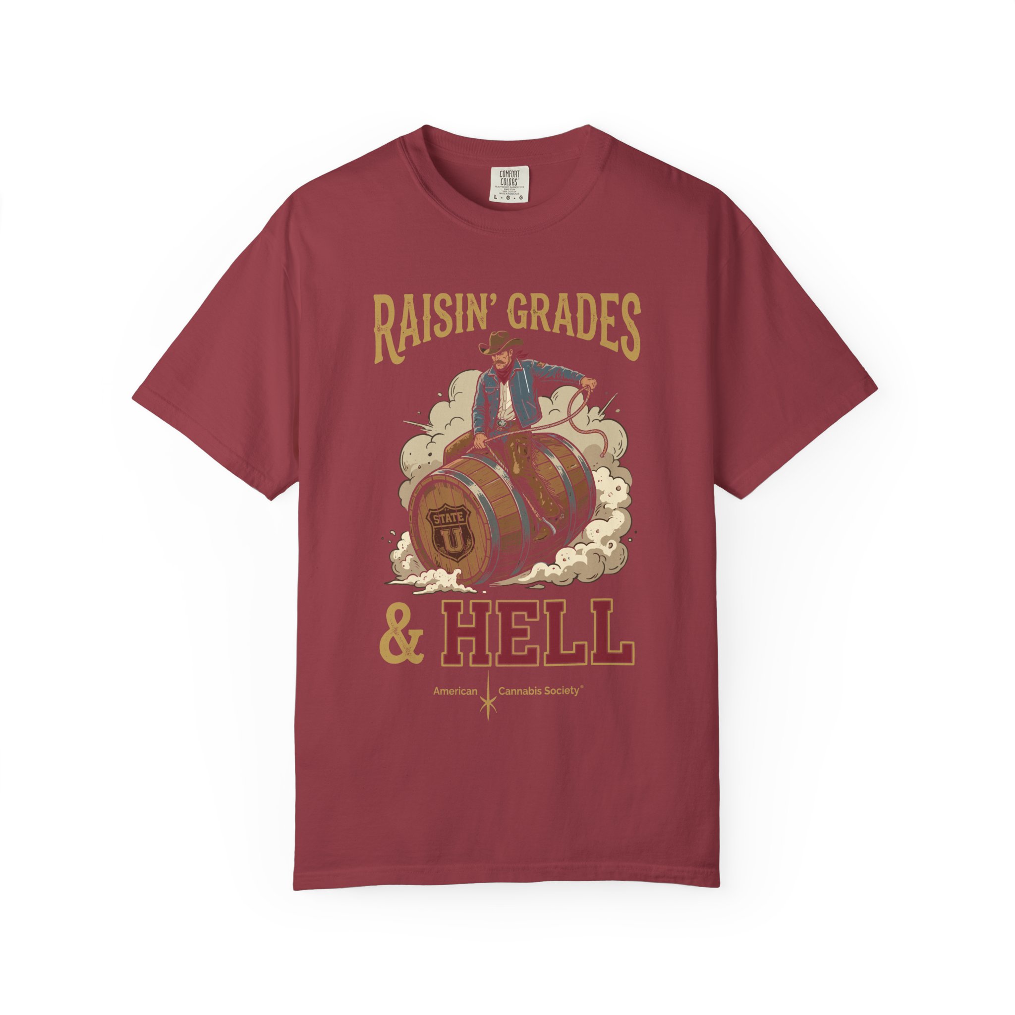Raisin' Grades & Hell T-Shirt — Vintage College Barrel Graphic Tee - Image 49