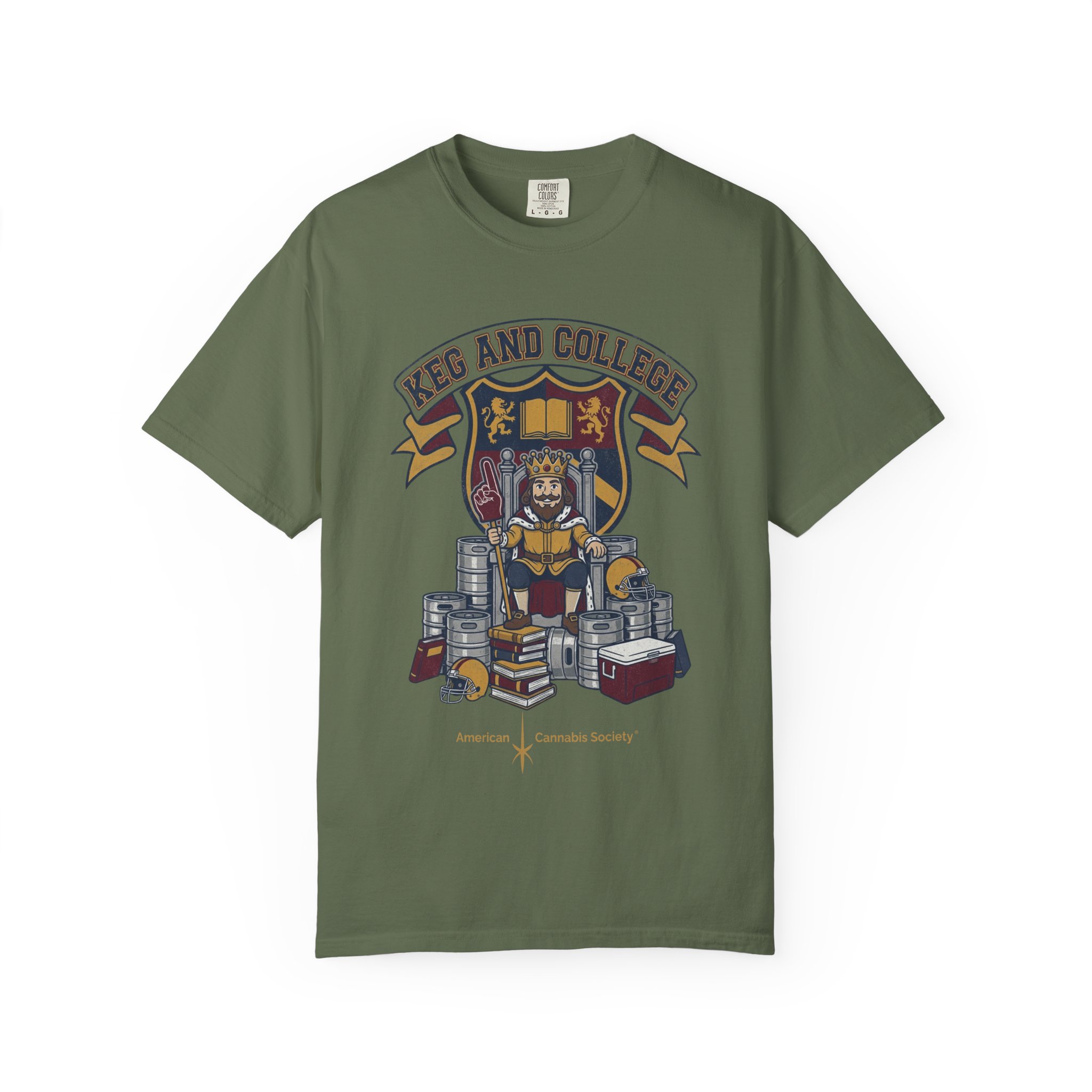 Keg and College T-Shirt — Vintage Crest Graphic Tee - Image 37