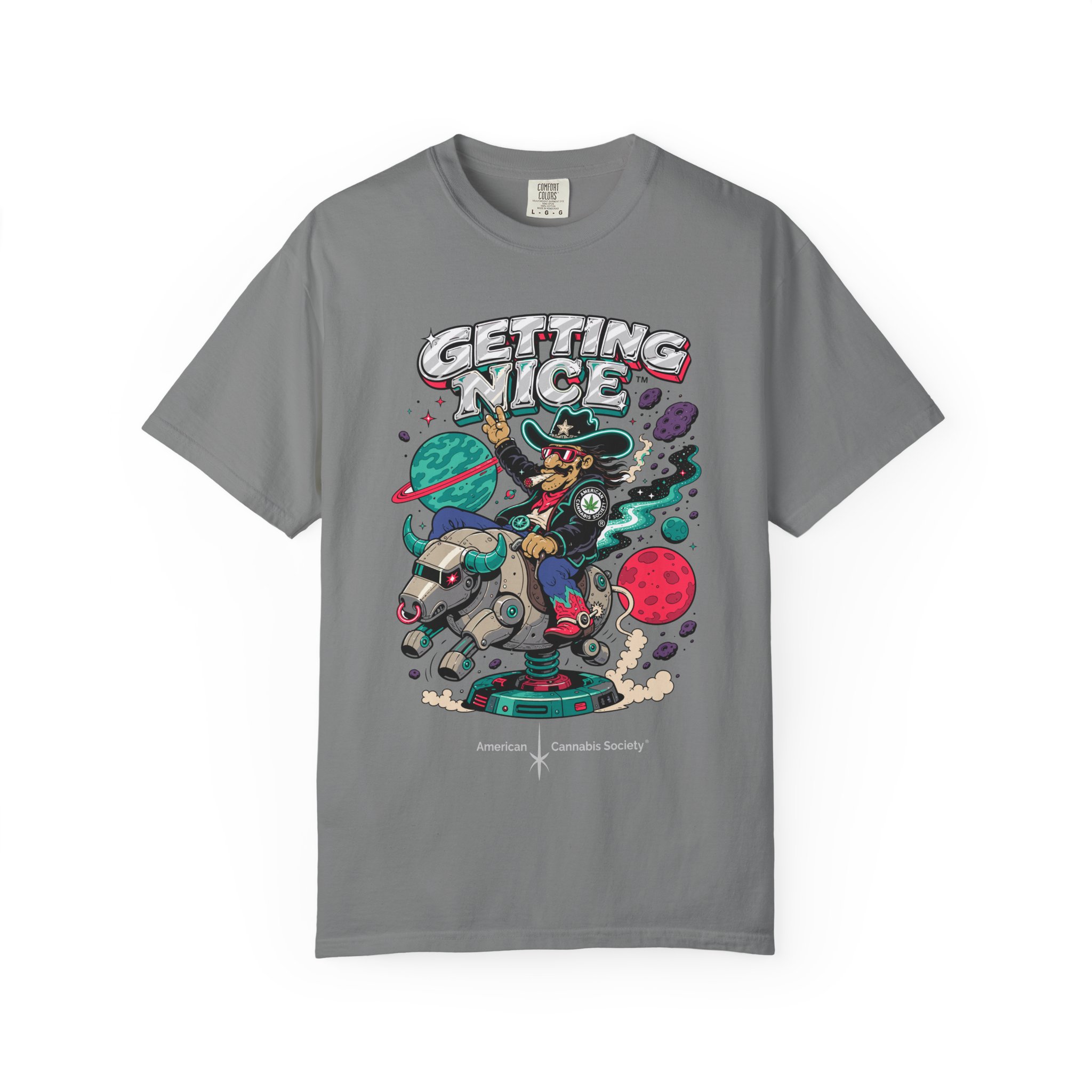 Getting Nice™ Space Cat Tee — Cosmic Cannabis Graphic - Image 14