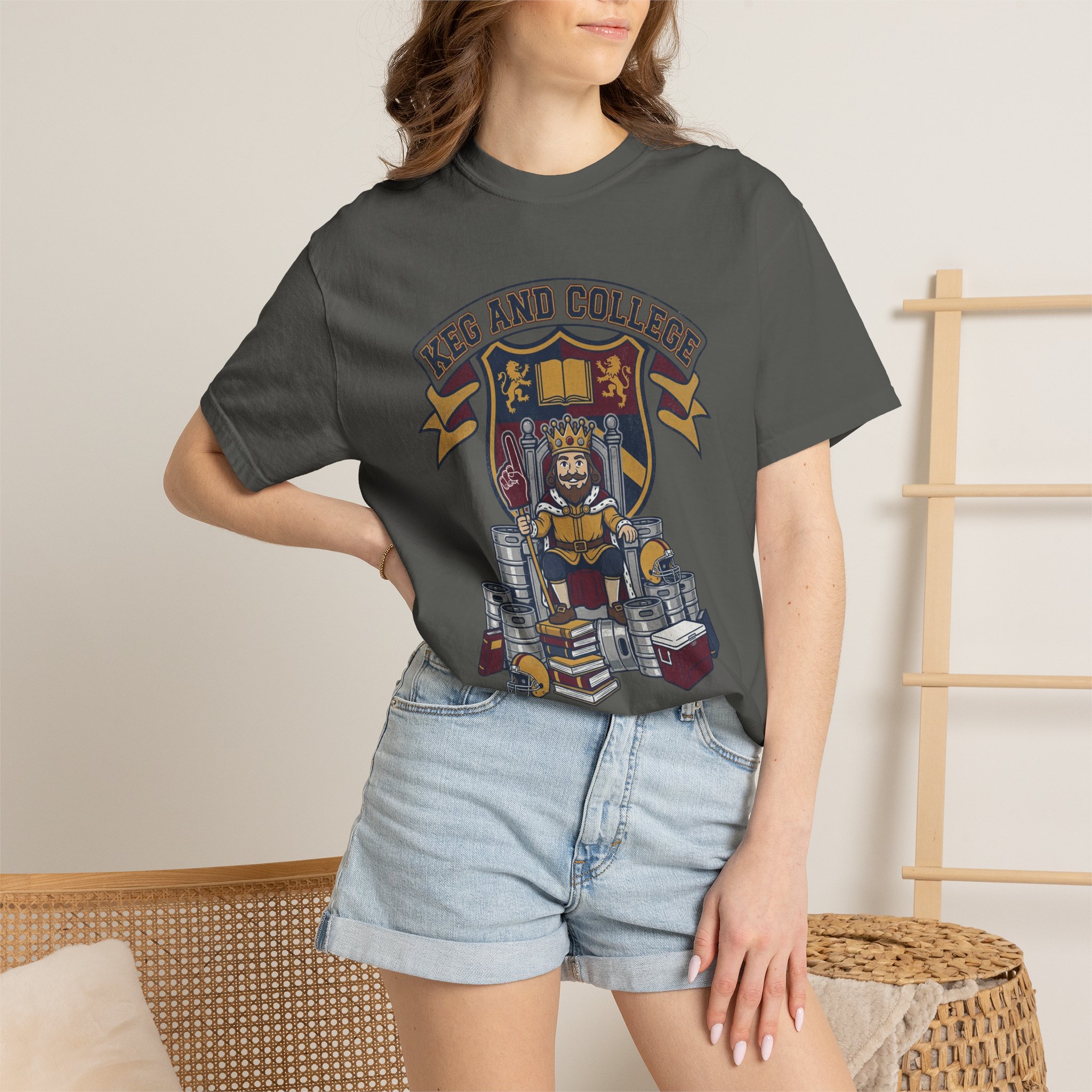 Keg and College T-Shirt — Vintage Crest Graphic Tee - Image 32