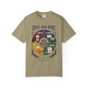 Coffee Beer Repeat T-Shirt — Study, Exams & Brew Graphic Tee