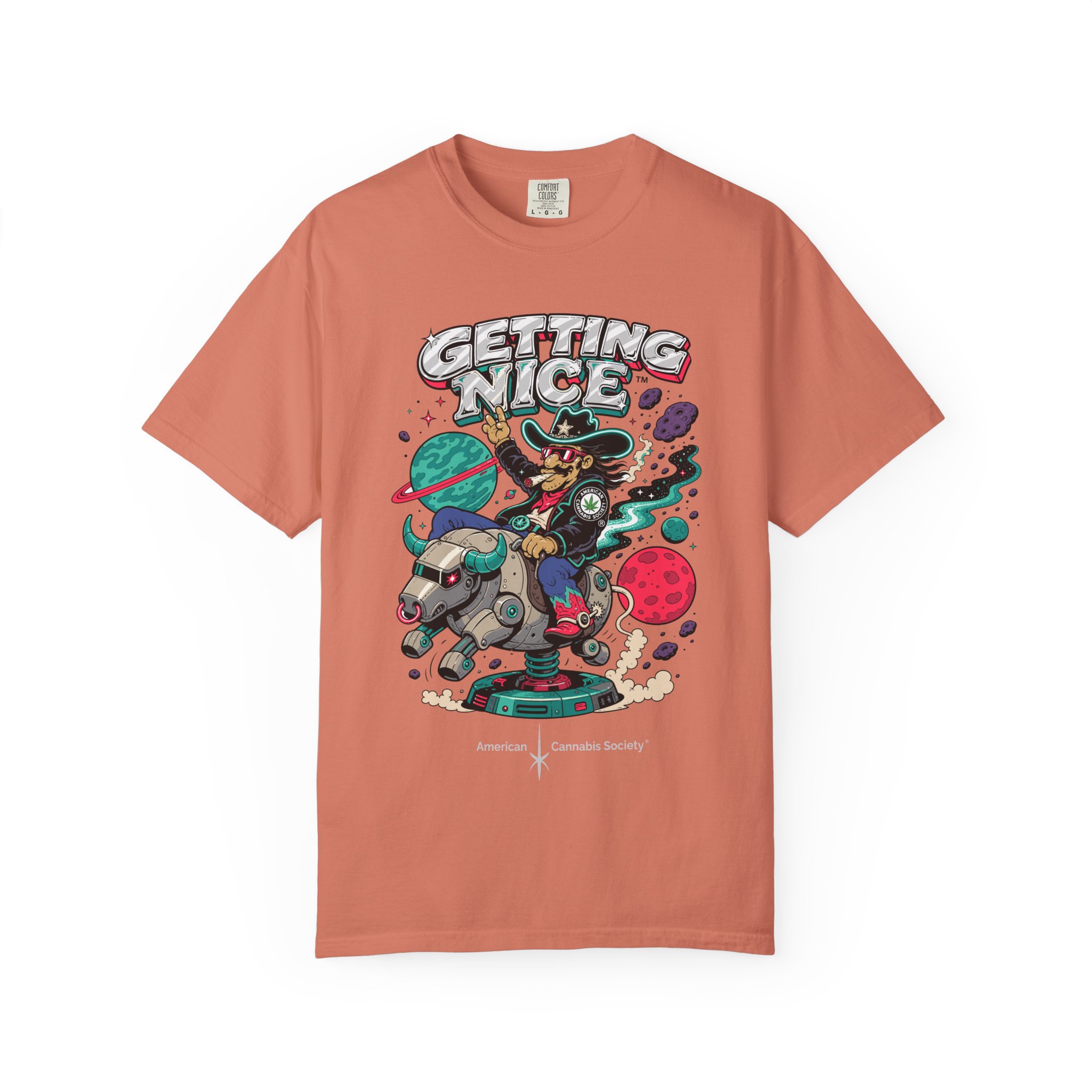 Getting Nice™ Space Cat Tee — Cosmic Cannabis Graphic - Image 5