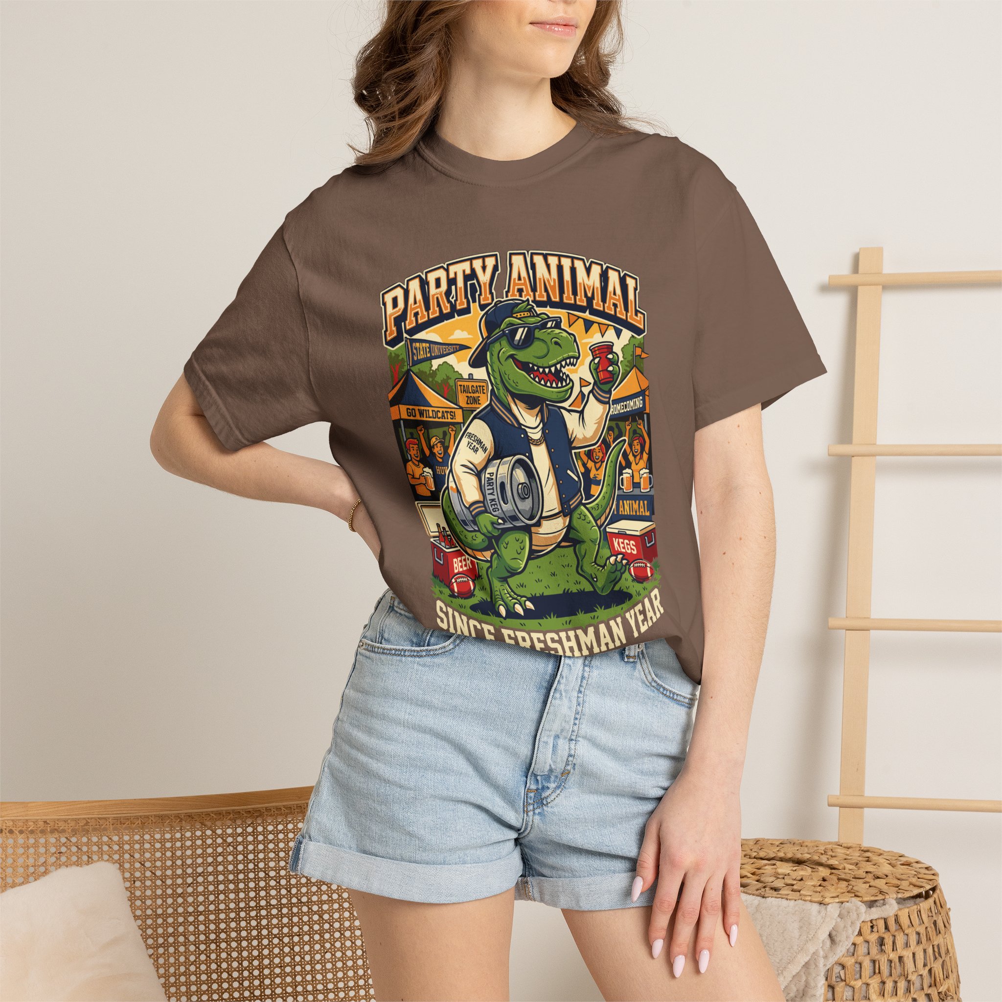 Party Animal T-Shirt — Dinosaur BBQ Beer Graphic Tee - Image 24