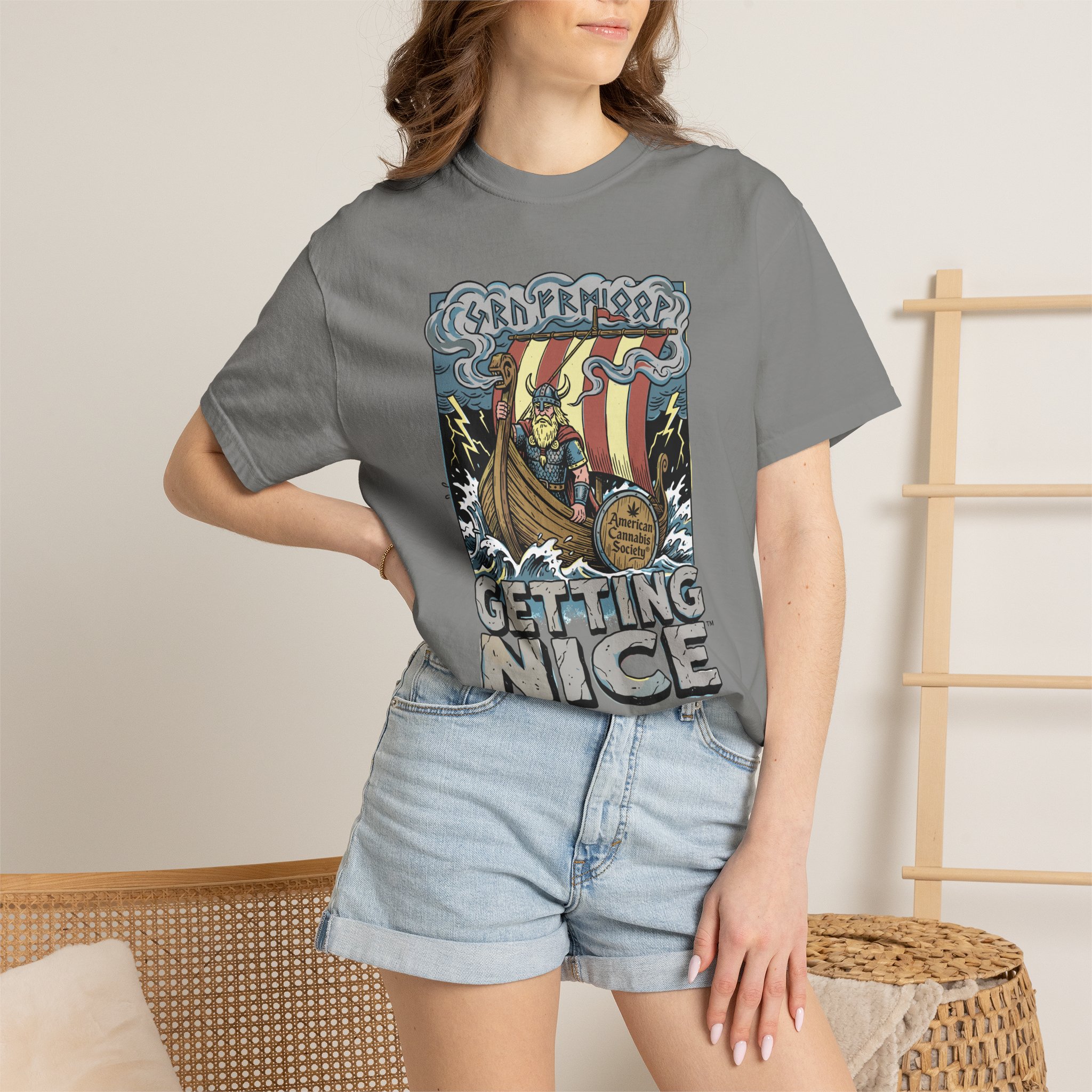 Viking Ship 'Getting Nice' Graphic T‑Shirt — Retro Norse Adventure Tee - Image 45