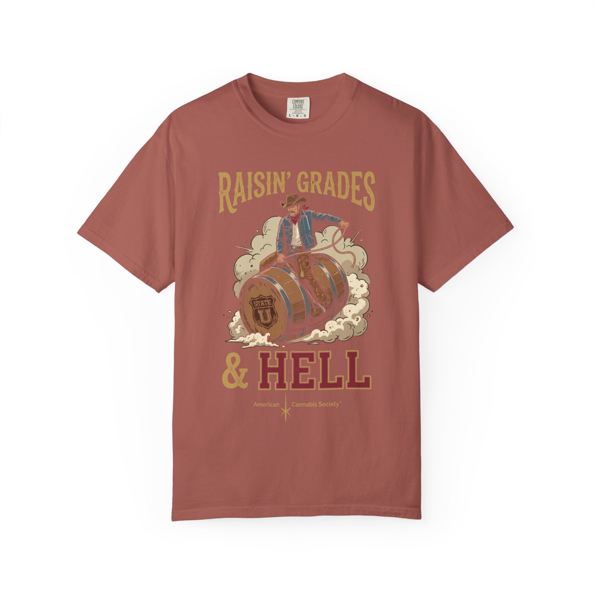 Raisin' Grades & Hell T-Shirt — Vintage College Barrel Graphic Tee - Image 53