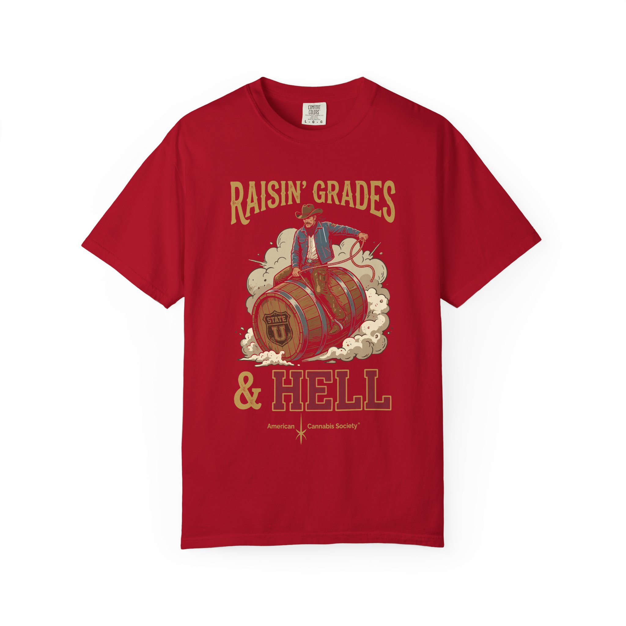 Raisin' Grades & Hell T-Shirt — Vintage College Barrel Graphic Tee - Image 57