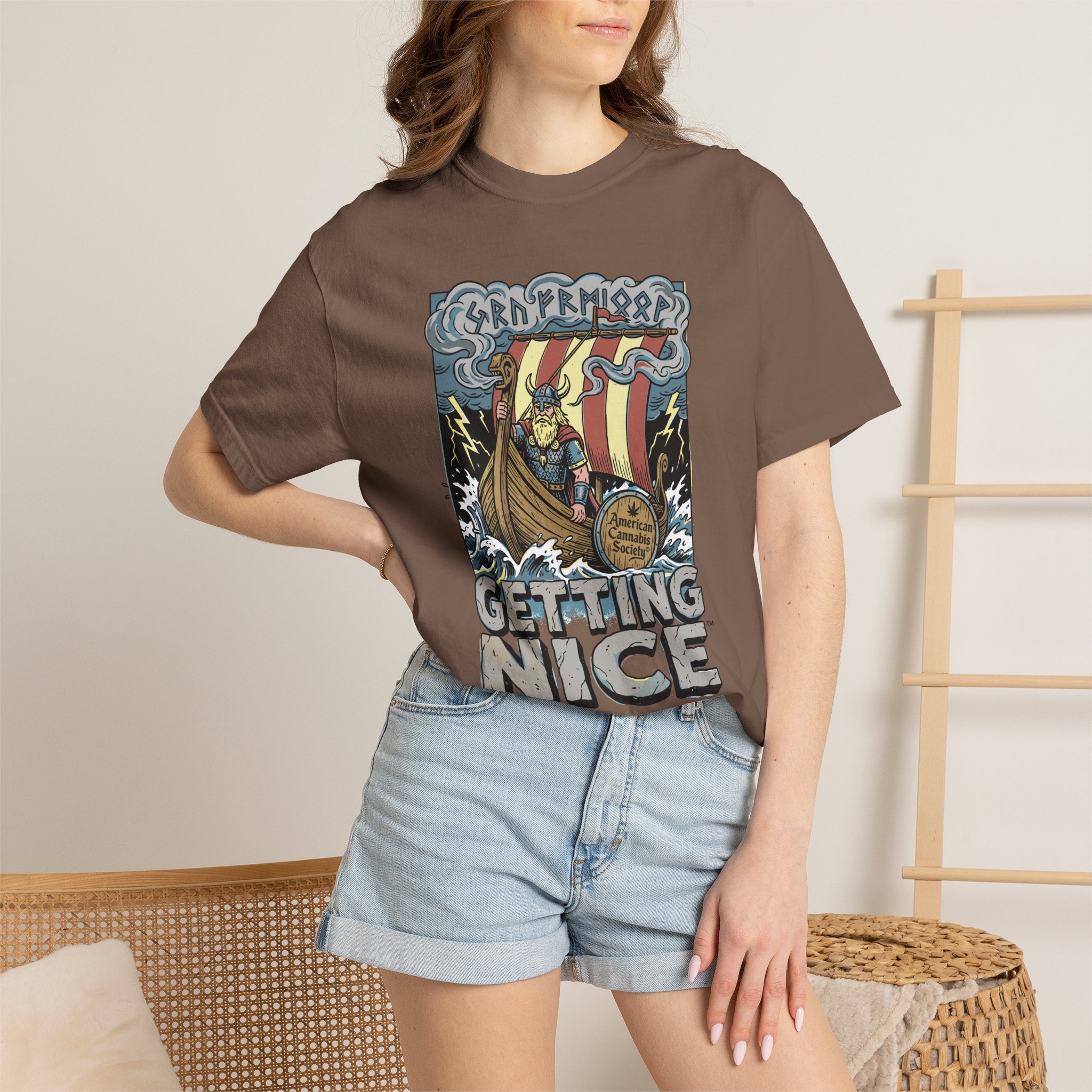 Viking Ship 'Getting Nice' Graphic T‑Shirt — Retro Norse Adventure Tee - Image 36
