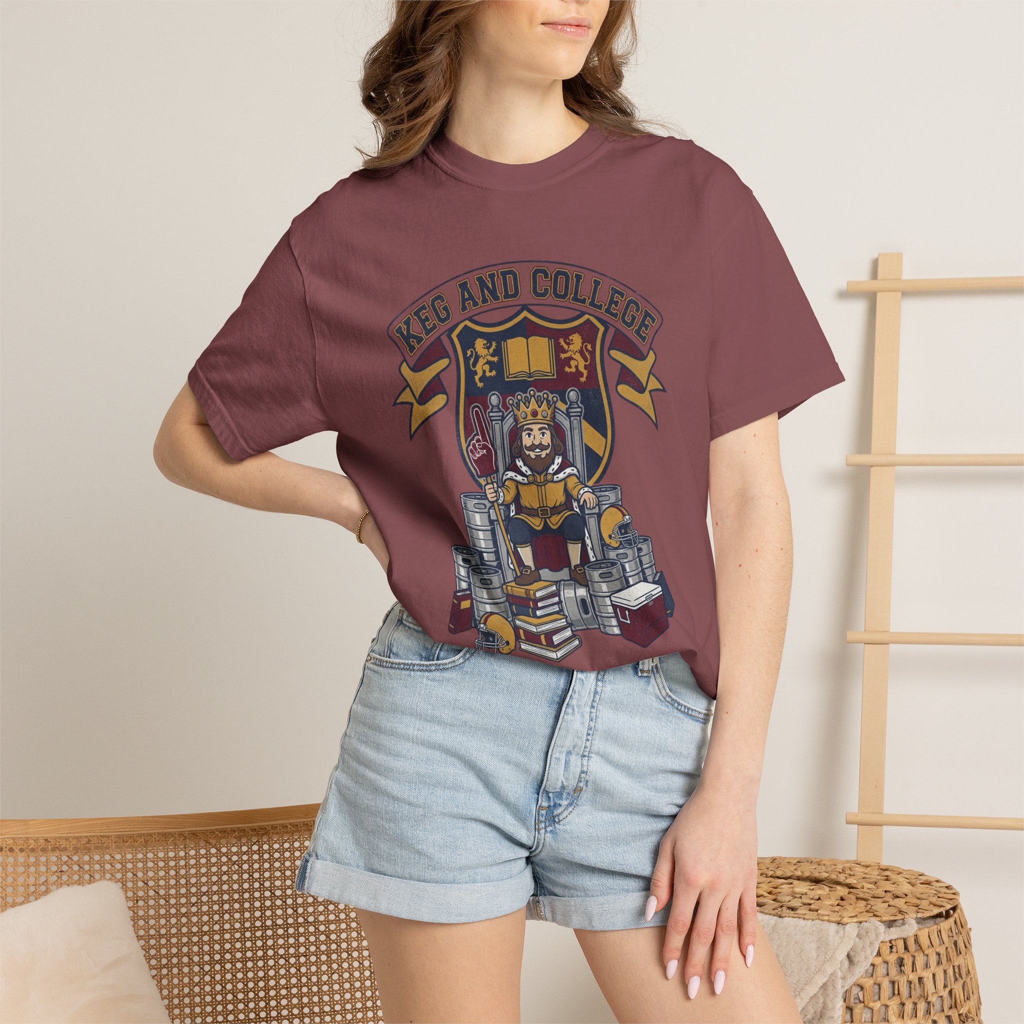 Keg and College T-Shirt — Vintage Crest Graphic Tee - Image 20
