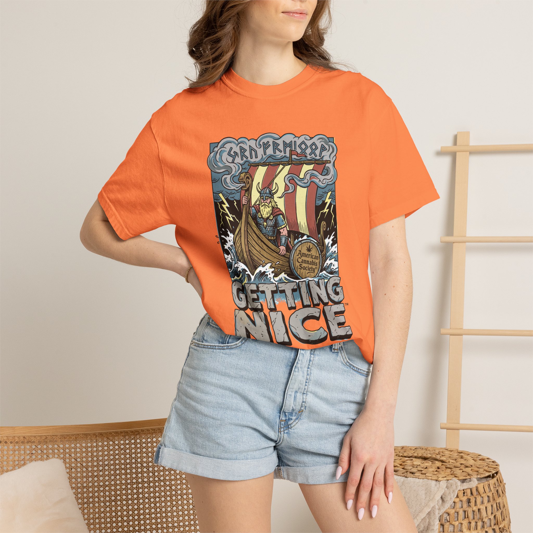 Viking Ship 'Getting Nice' Graphic T‑Shirt — Retro Norse Adventure Tee - Image 24