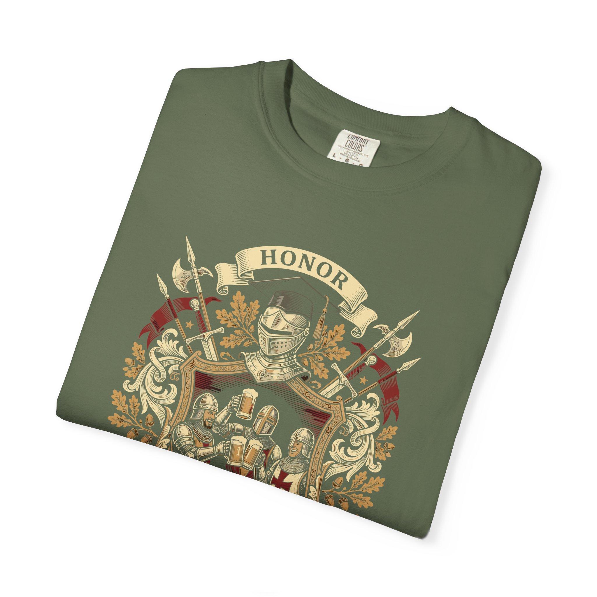 Heraldic Crest Graphic T-Shirt — Vintage Shield & Banner Design - Image 35