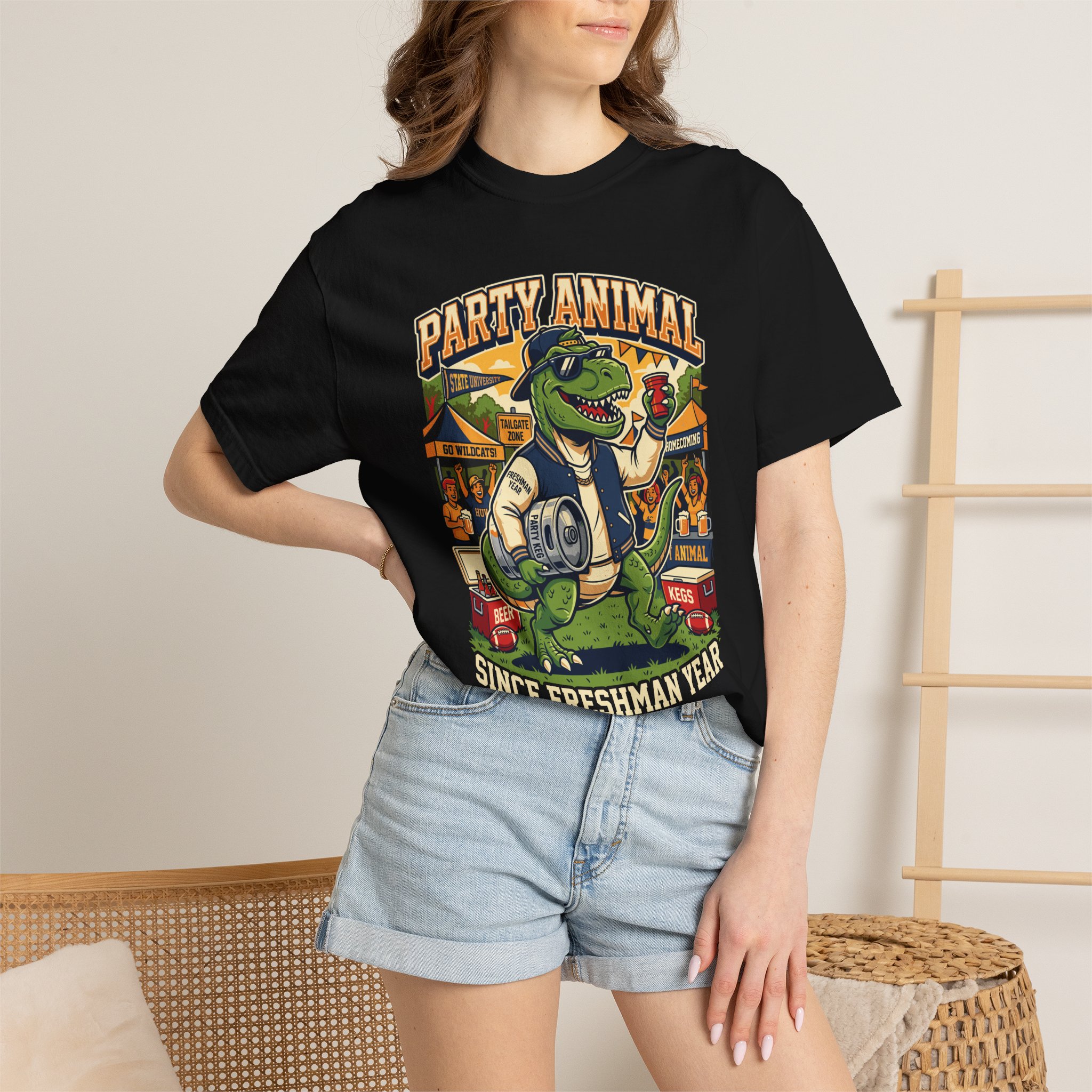 Party Animal T-Shirt — Dinosaur BBQ Beer Graphic Tee - Image 52