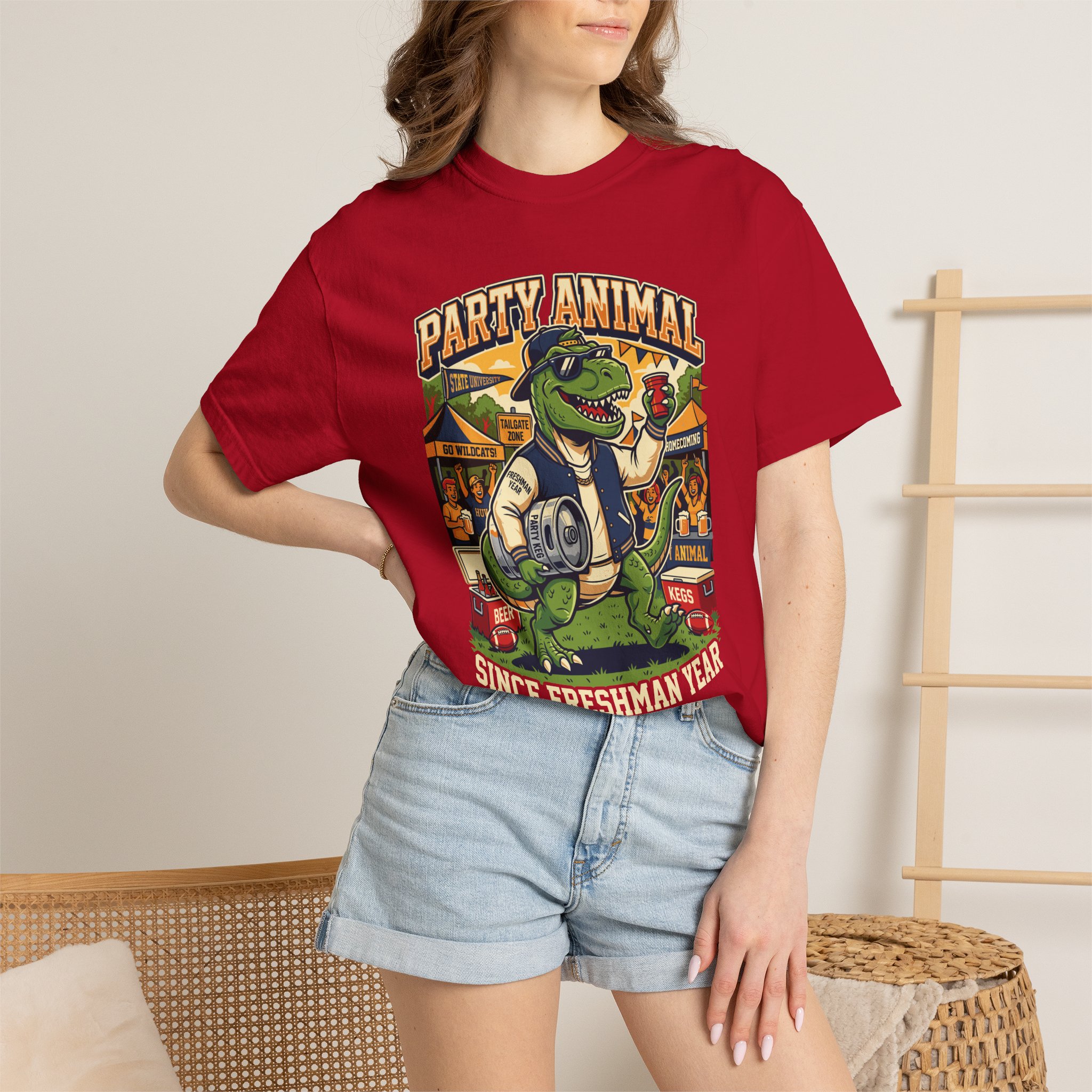 Party Animal T-Shirt — Dinosaur BBQ Beer Graphic Tee - Image 60