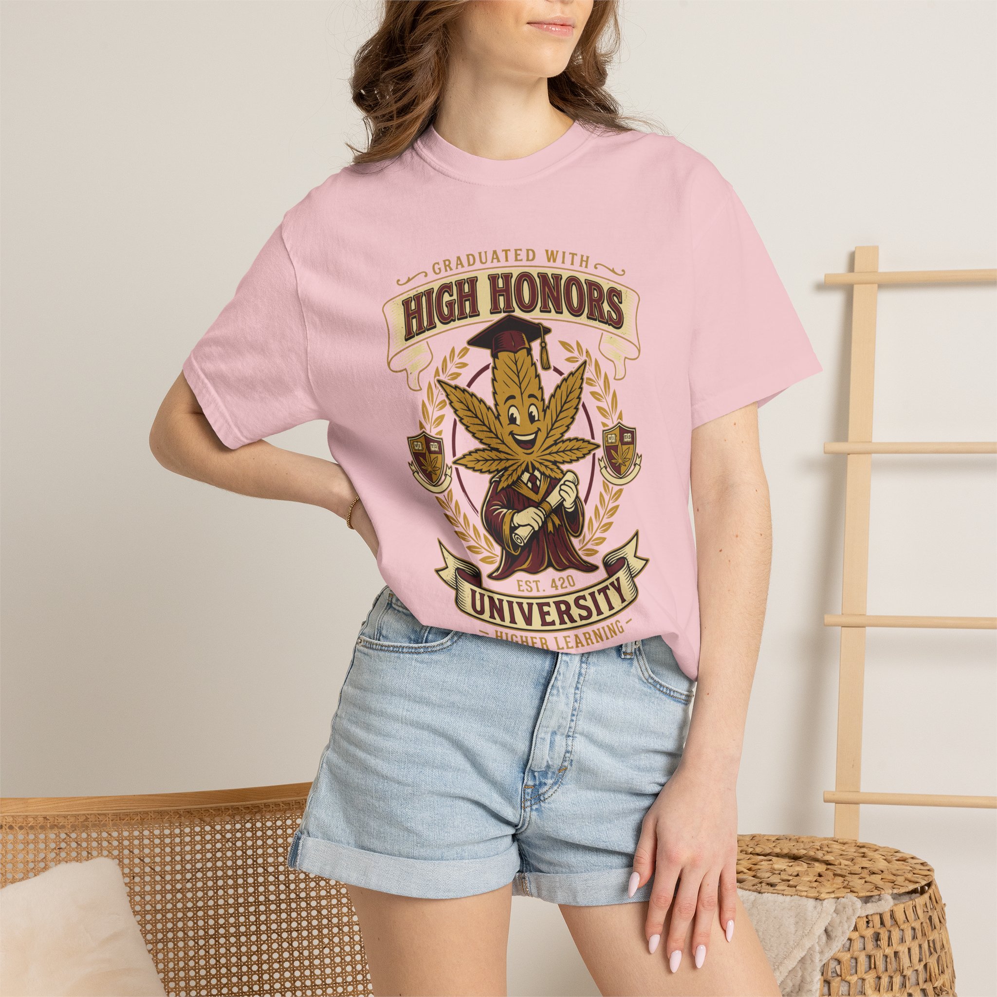 High Honors University T-Shirt — "Graduated with High Honors" Retro Marijuana College Tee - Image 56