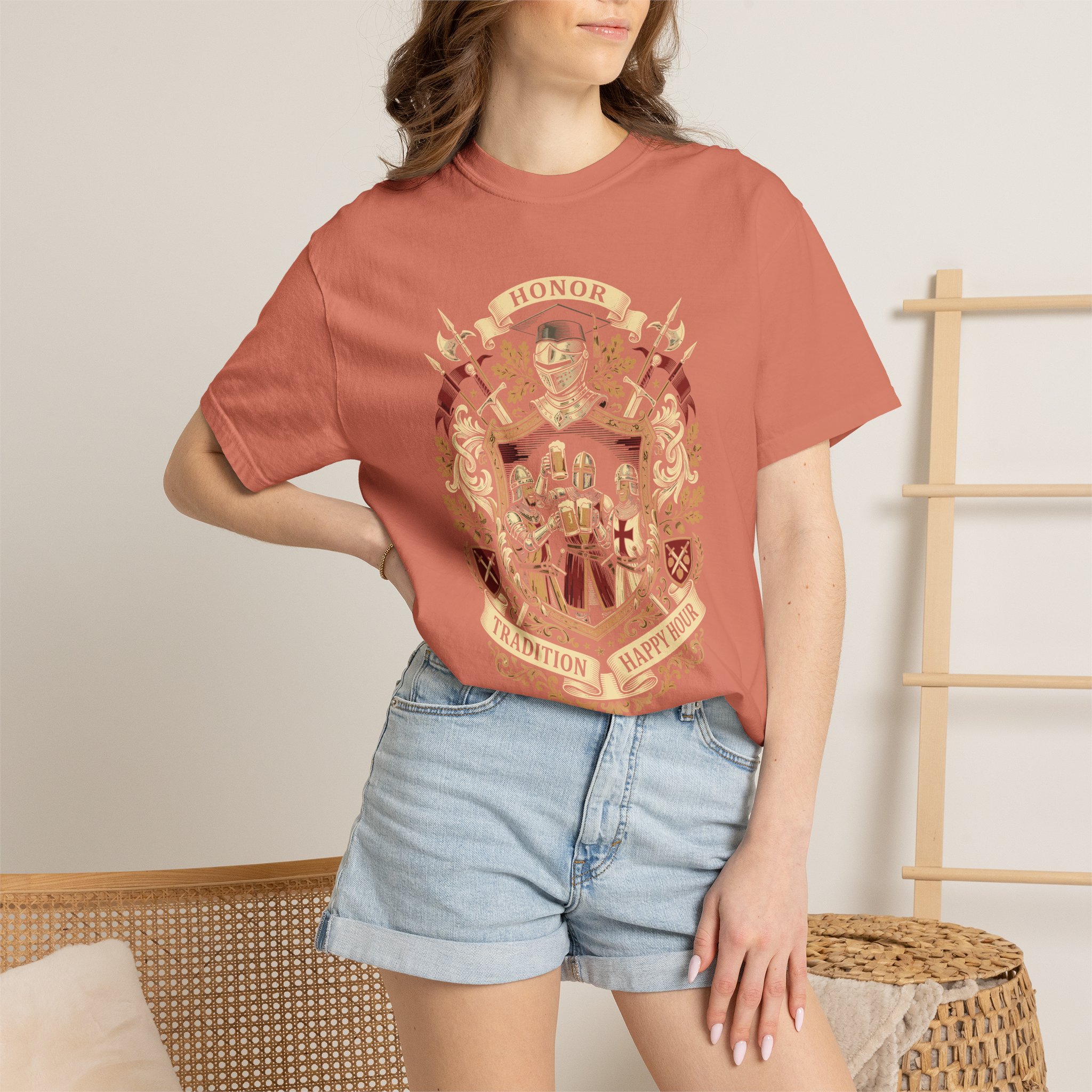 Heraldic Crest Graphic T-Shirt — Vintage Shield & Banner Design - Image 12