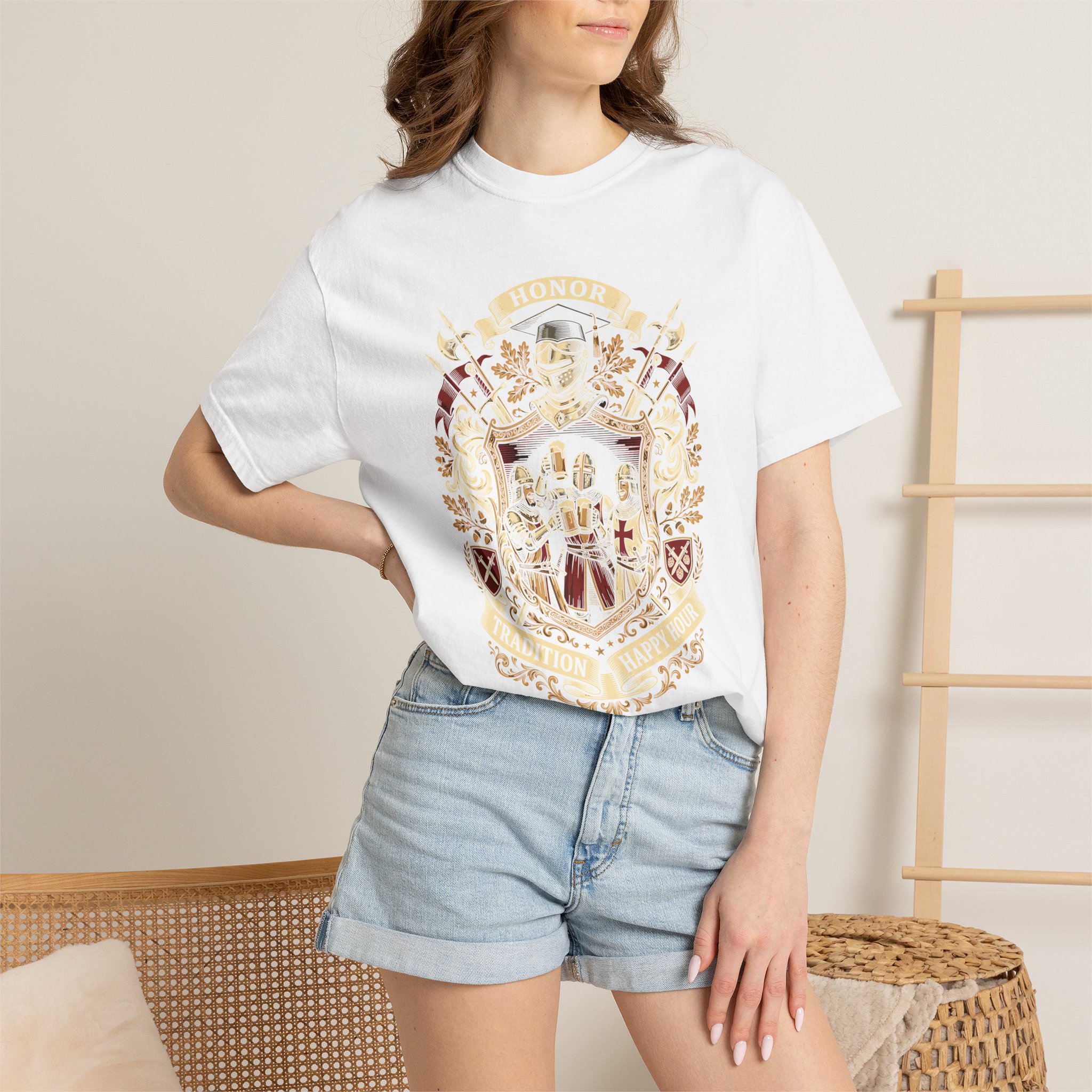 Heraldic Crest Graphic T-Shirt — Vintage Shield & Banner Design - Image 8