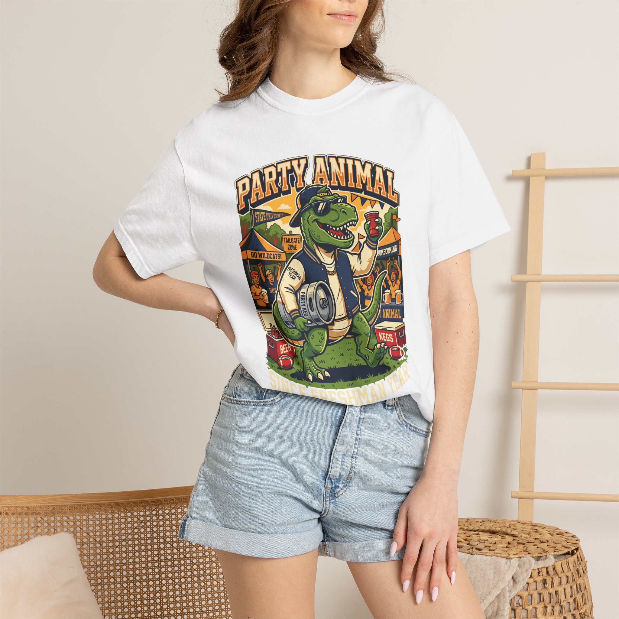 Party Animal T-Shirt — Dinosaur BBQ Beer Graphic Tee - Image 4