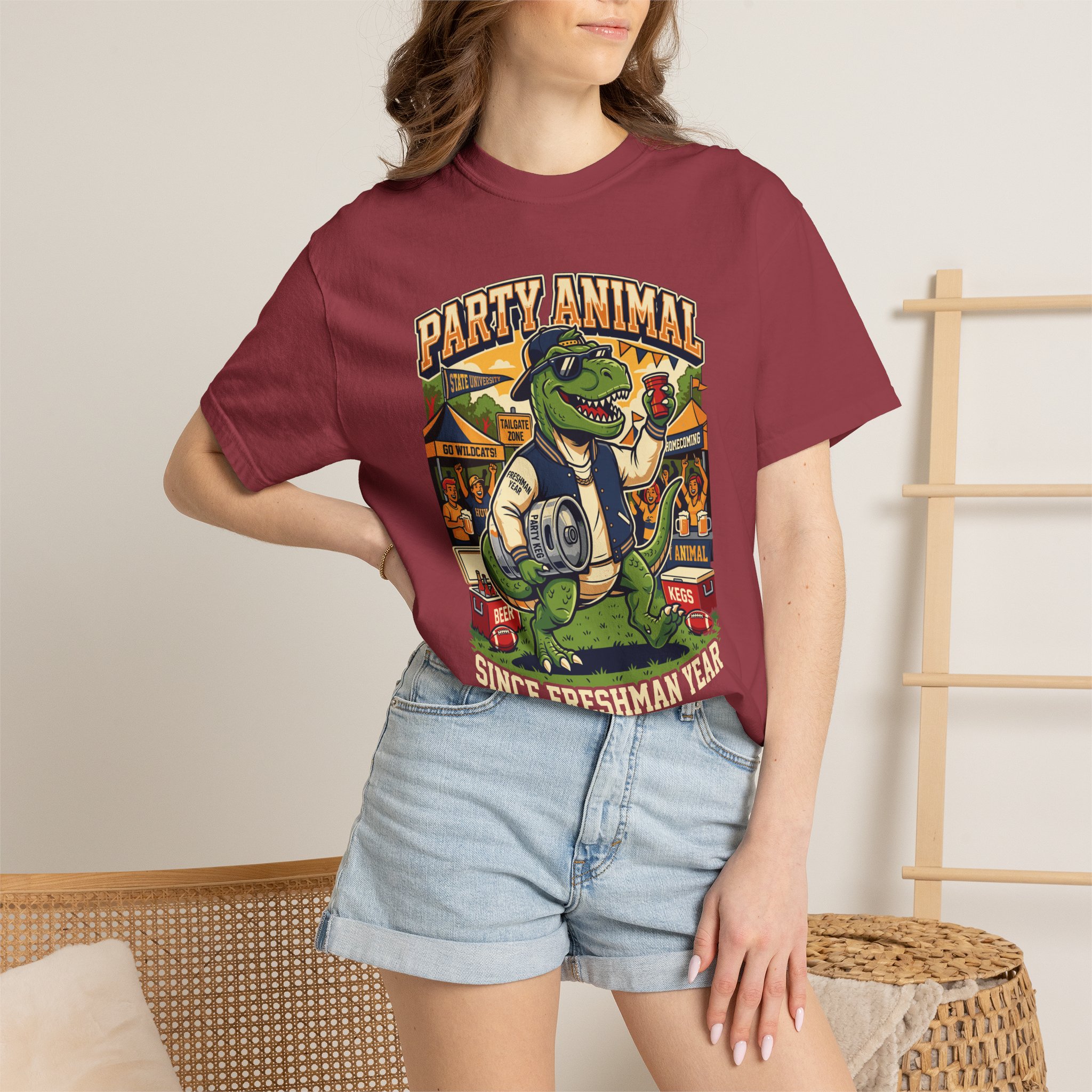 Party Animal T-Shirt — Dinosaur BBQ Beer Graphic Tee - Image 56