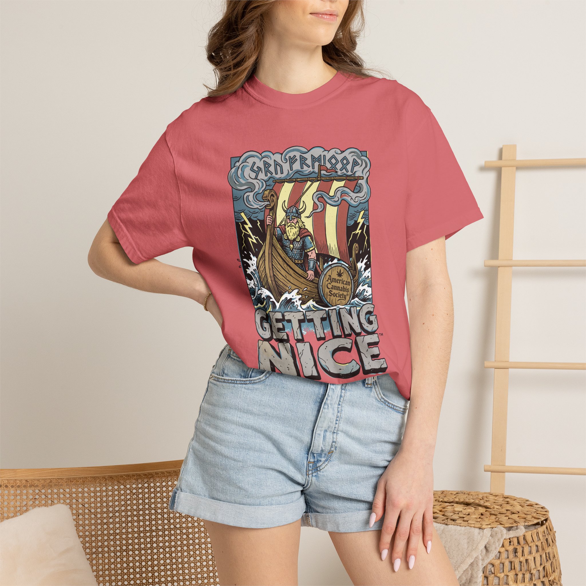 Viking Ship 'Getting Nice' Graphic T‑Shirt — Retro Norse Adventure Tee - Image 54
