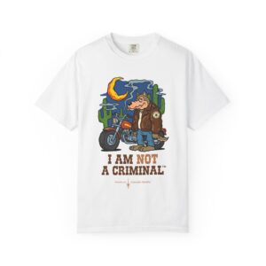 I Am Not a Criminal™ Biker Tee — Vintage Motorcycle Cannabis Graphic