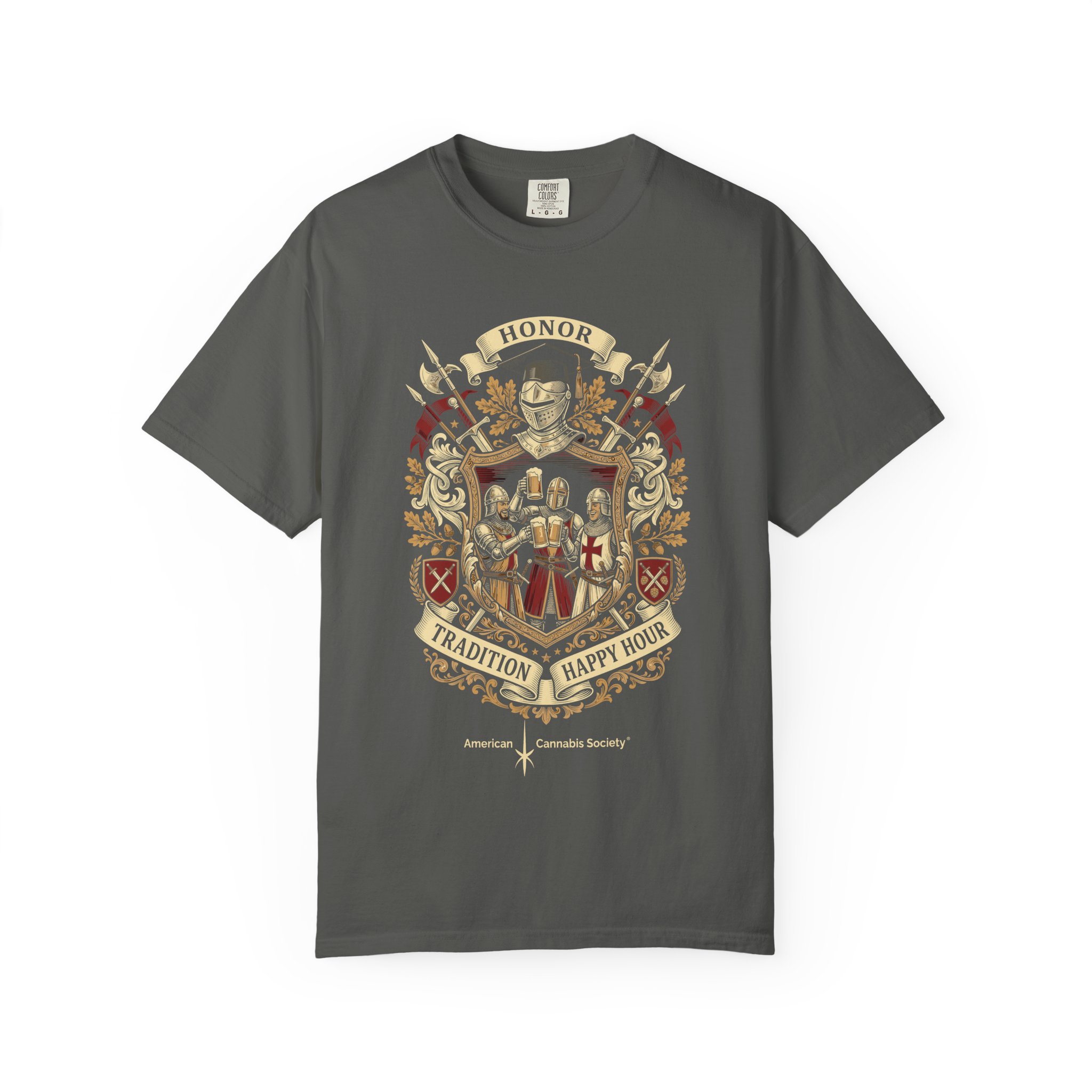Heraldic Crest Graphic T-Shirt — Vintage Shield & Banner Design - Image 29