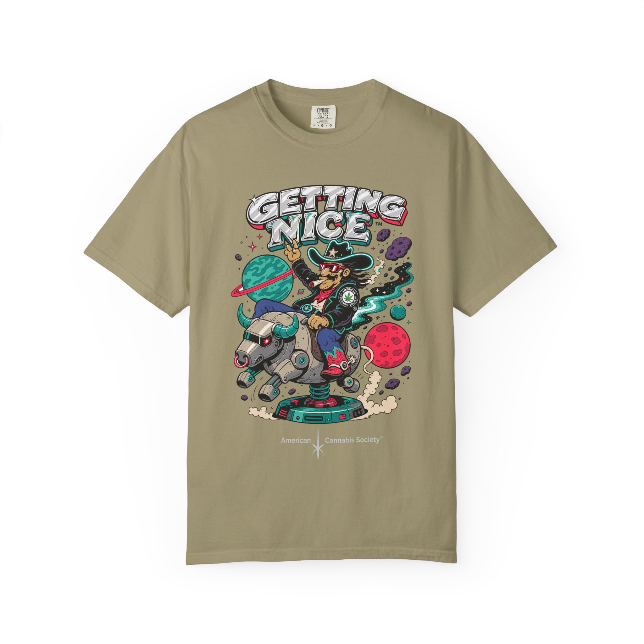 Getting Nice™ Space Cat Tee — Cosmic Cannabis Graphic - Image 12