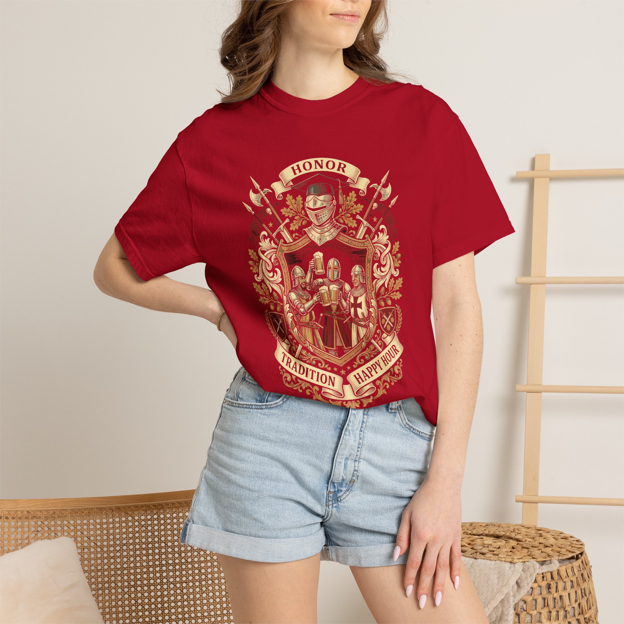 Heraldic Crest Graphic T-Shirt — Vintage Shield & Banner Design - Image 60