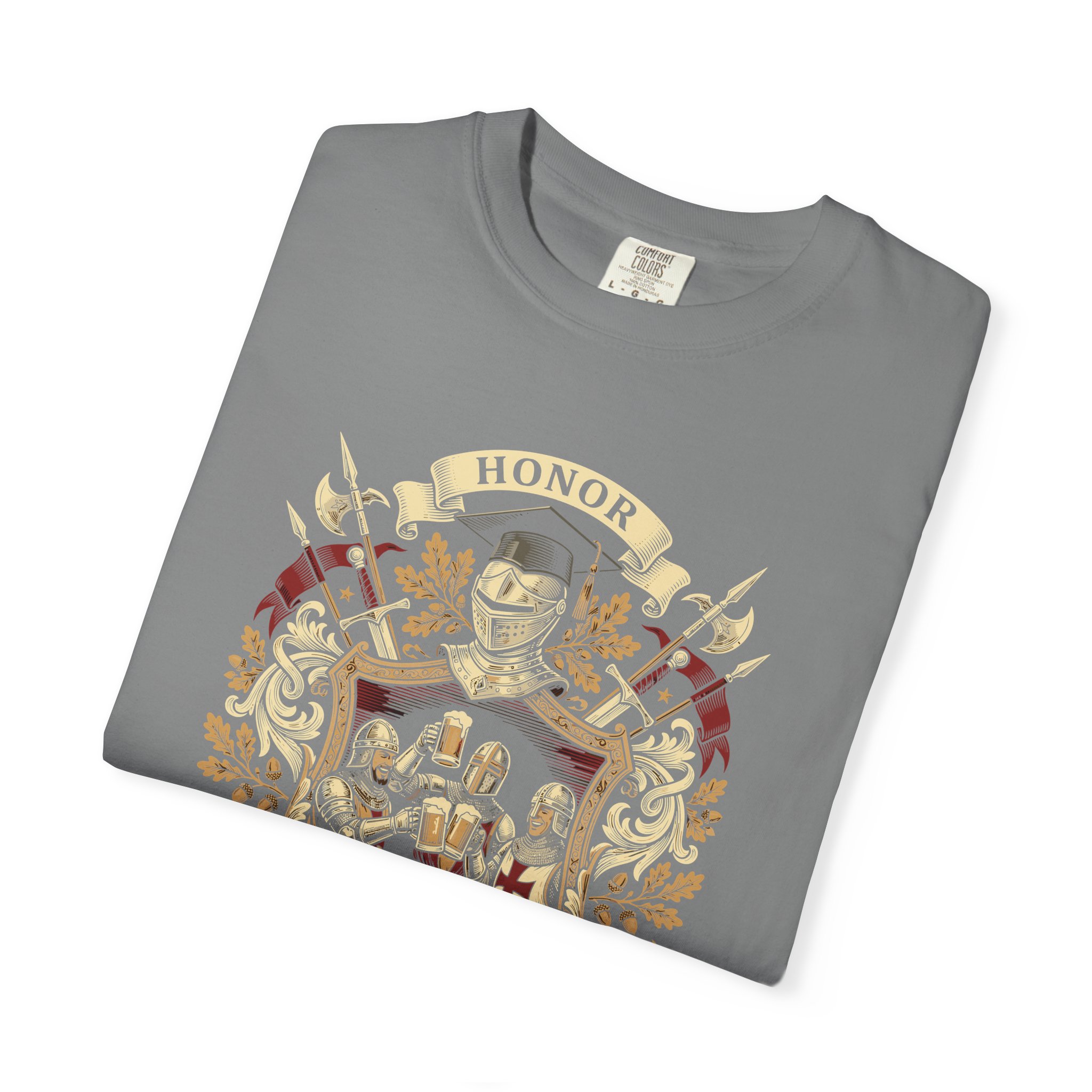 Heraldic Crest Graphic T-Shirt — Vintage Shield & Banner Design - Image 3