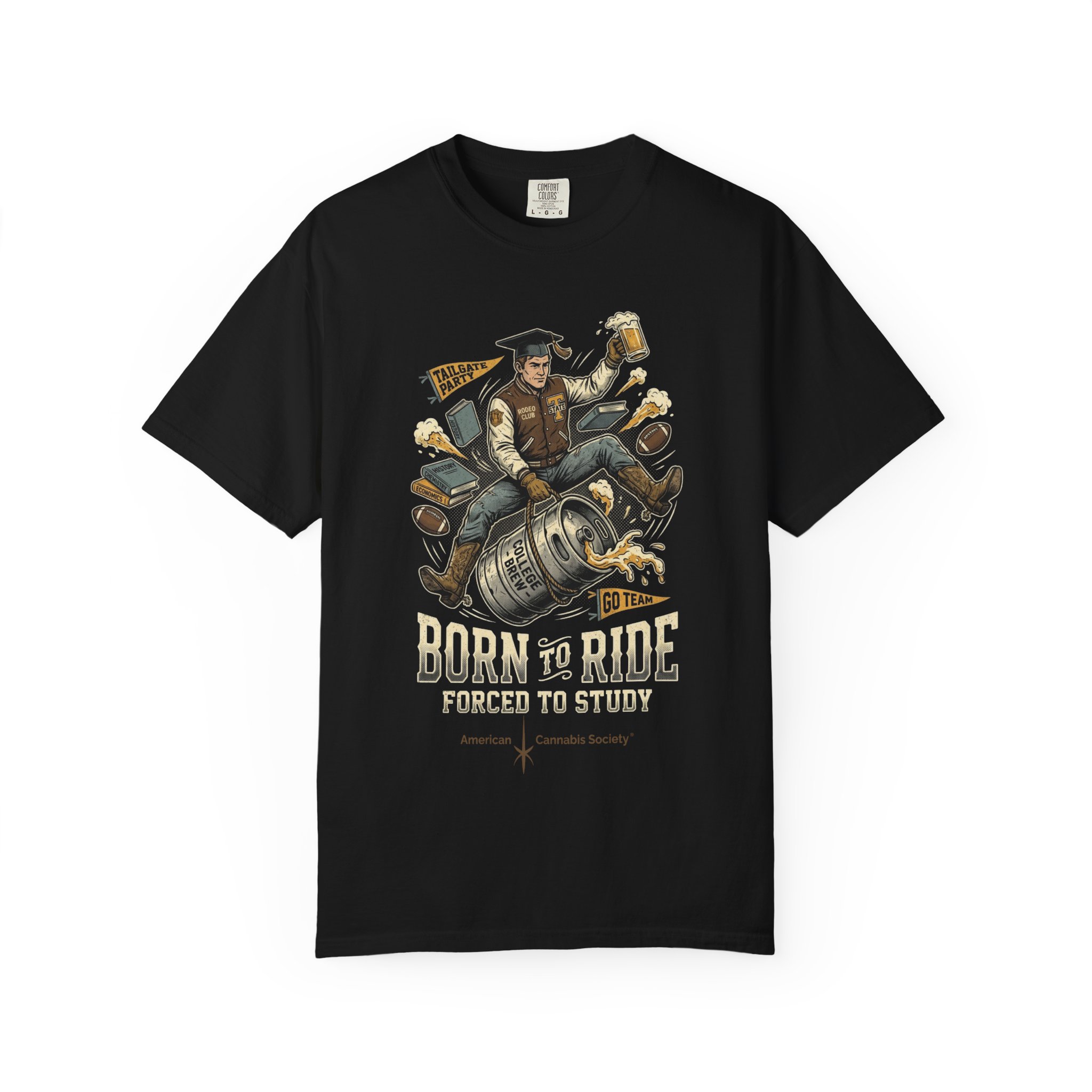 Born to Ride, Forced to Study — College Tailgate Graphic T-Shirt - Image 49