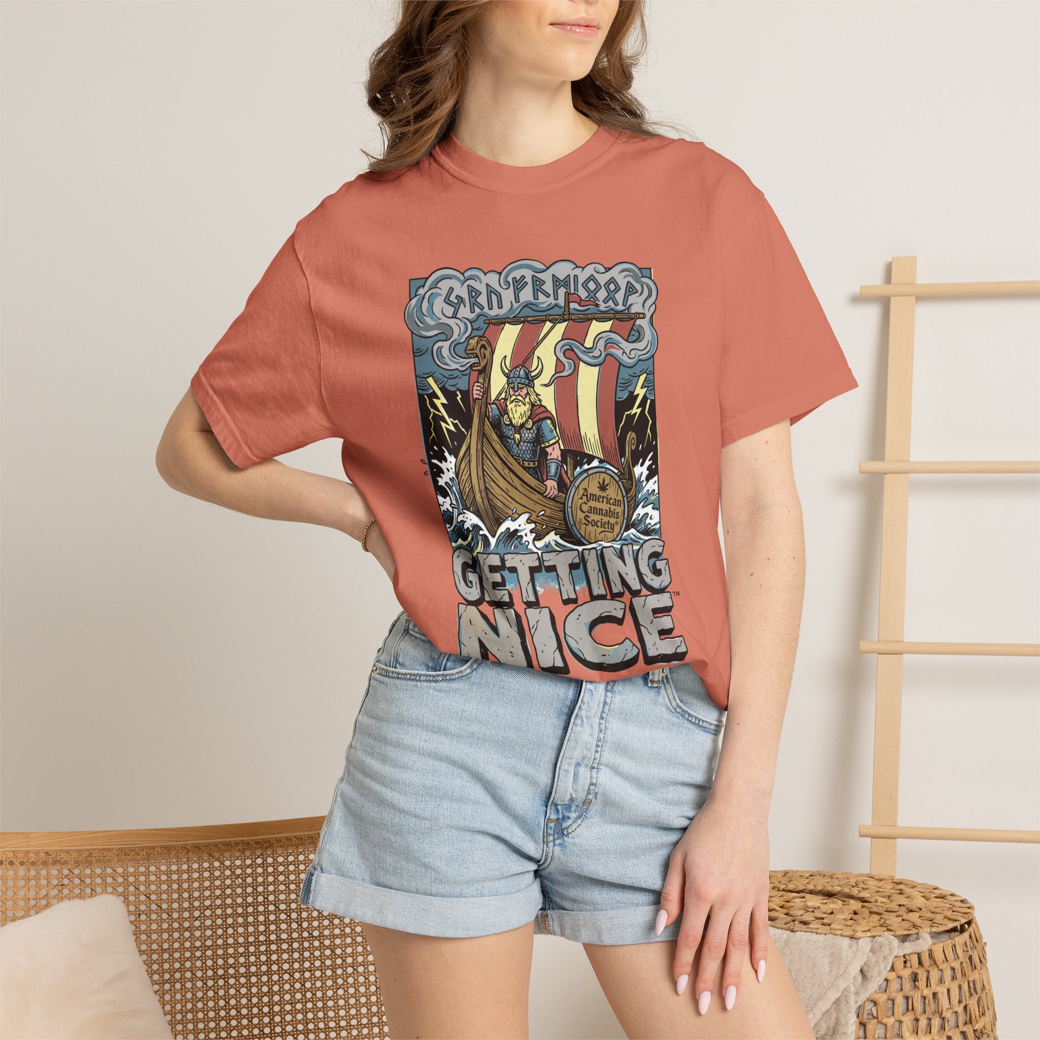 Viking Ship 'Getting Nice' Graphic T‑Shirt — Retro Norse Adventure Tee - Image 27