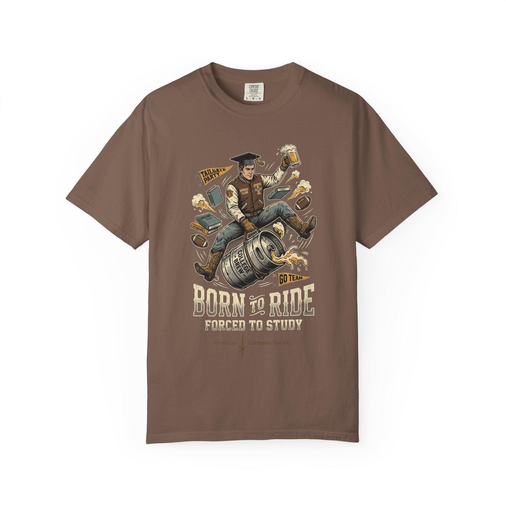 Born to Ride, Forced to Study — College Tailgate Graphic T-Shirt - Image 25