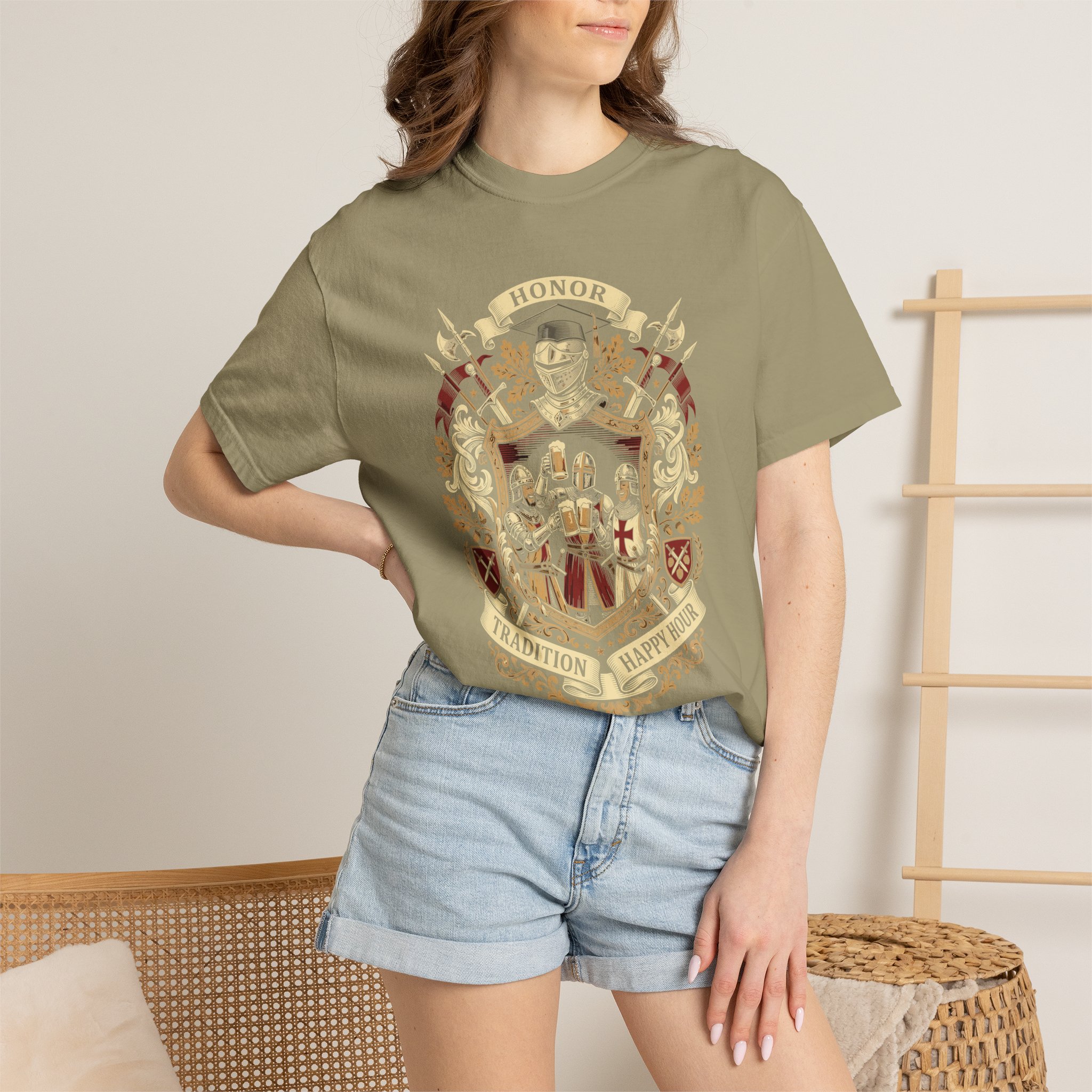 Heraldic Crest Graphic T-Shirt — Vintage Shield & Banner Design - Image 24