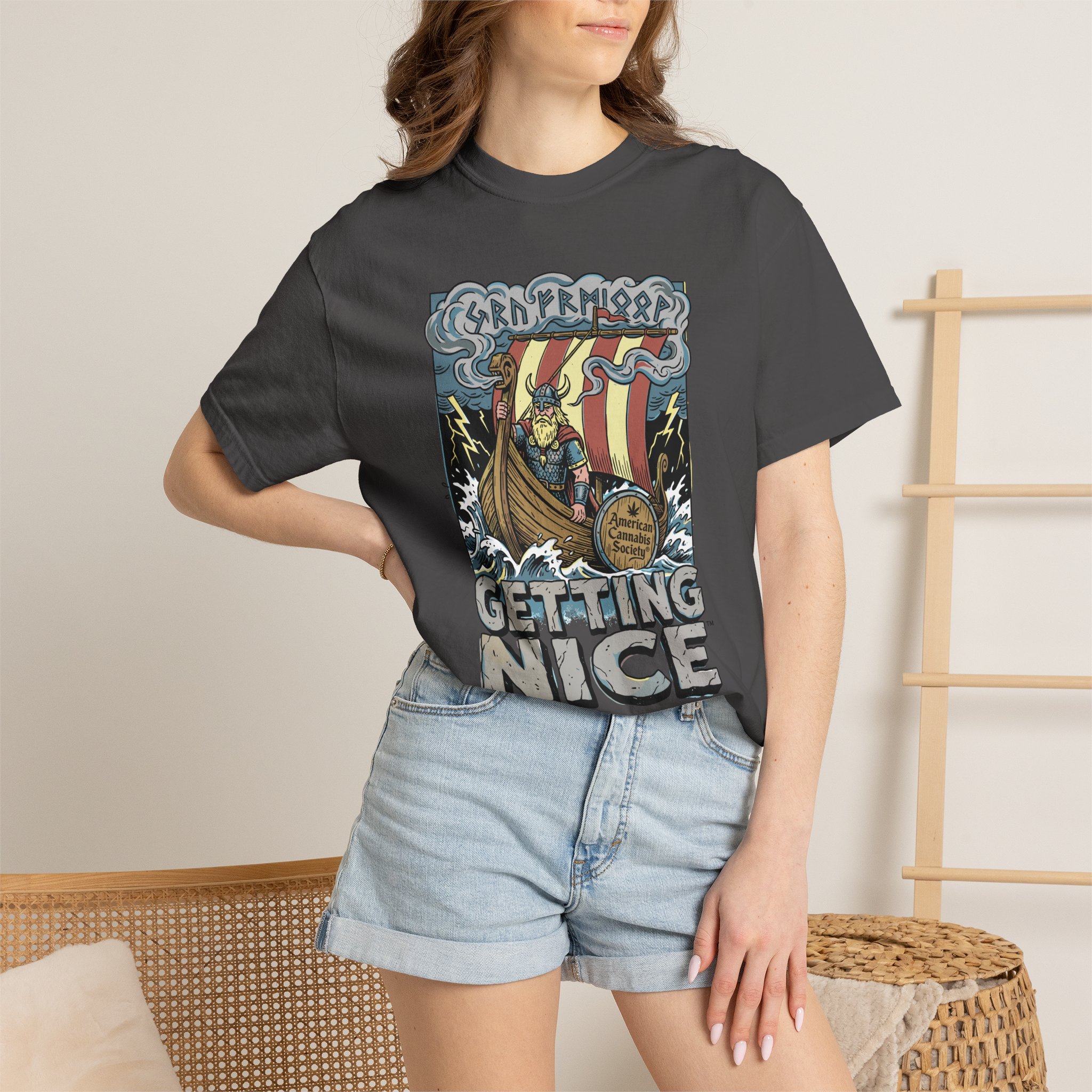Viking Ship 'Getting Nice' Graphic T‑Shirt — Retro Norse Adventure Tee - Image 48