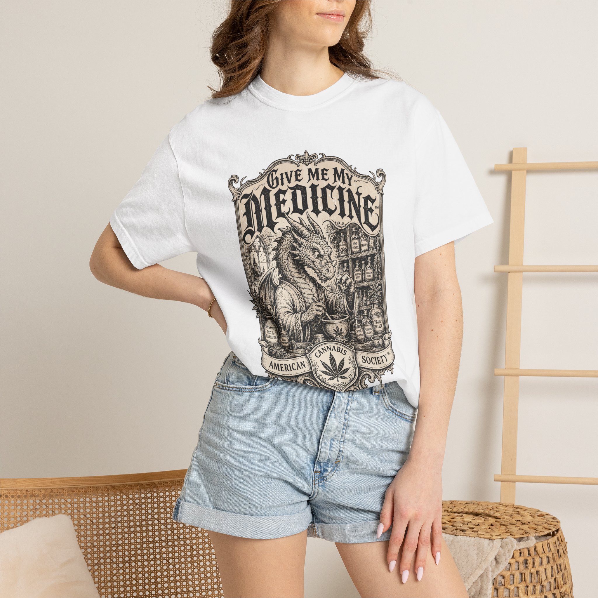 Give Me My Medicine™ T-Shirt — Vintage Cannabis Apothecary Graphic Tee - Image 4