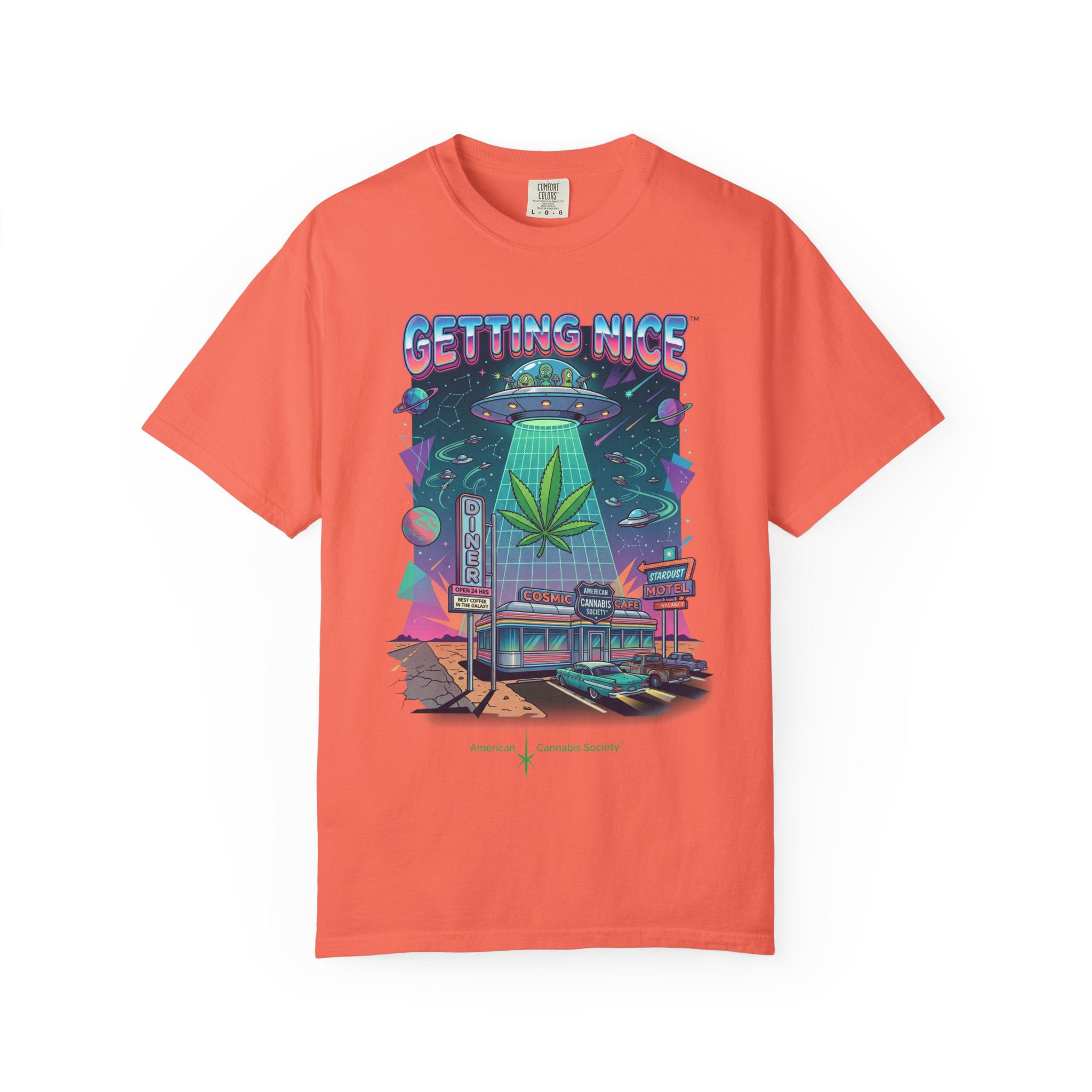 Getting Nice™ UFO T-Shirt — Retro Cannabis Flying Saucer Graphic Tee - Image 9