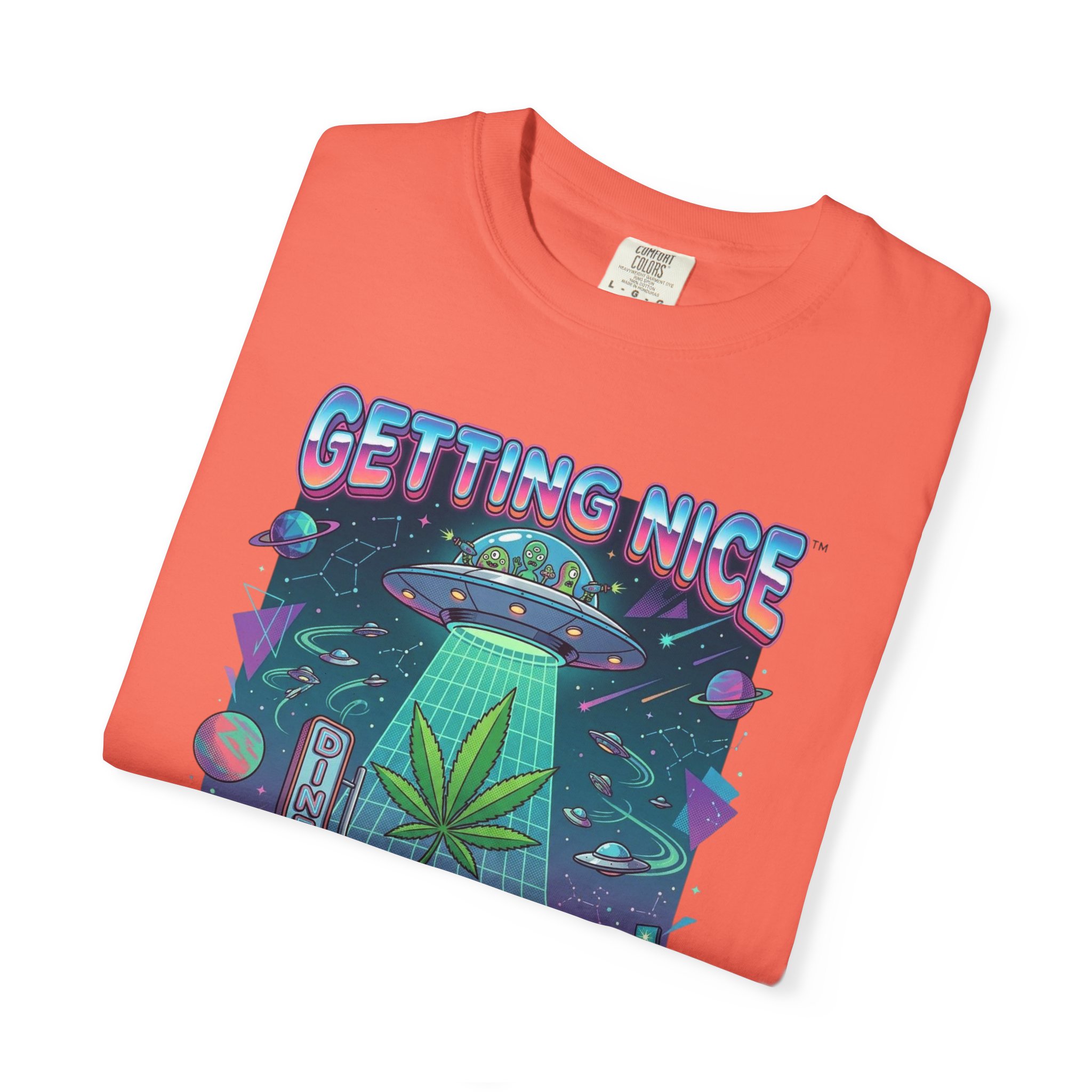Getting Nice™ UFO T-Shirt — Retro Cannabis Flying Saucer Graphic Tee - Image 11