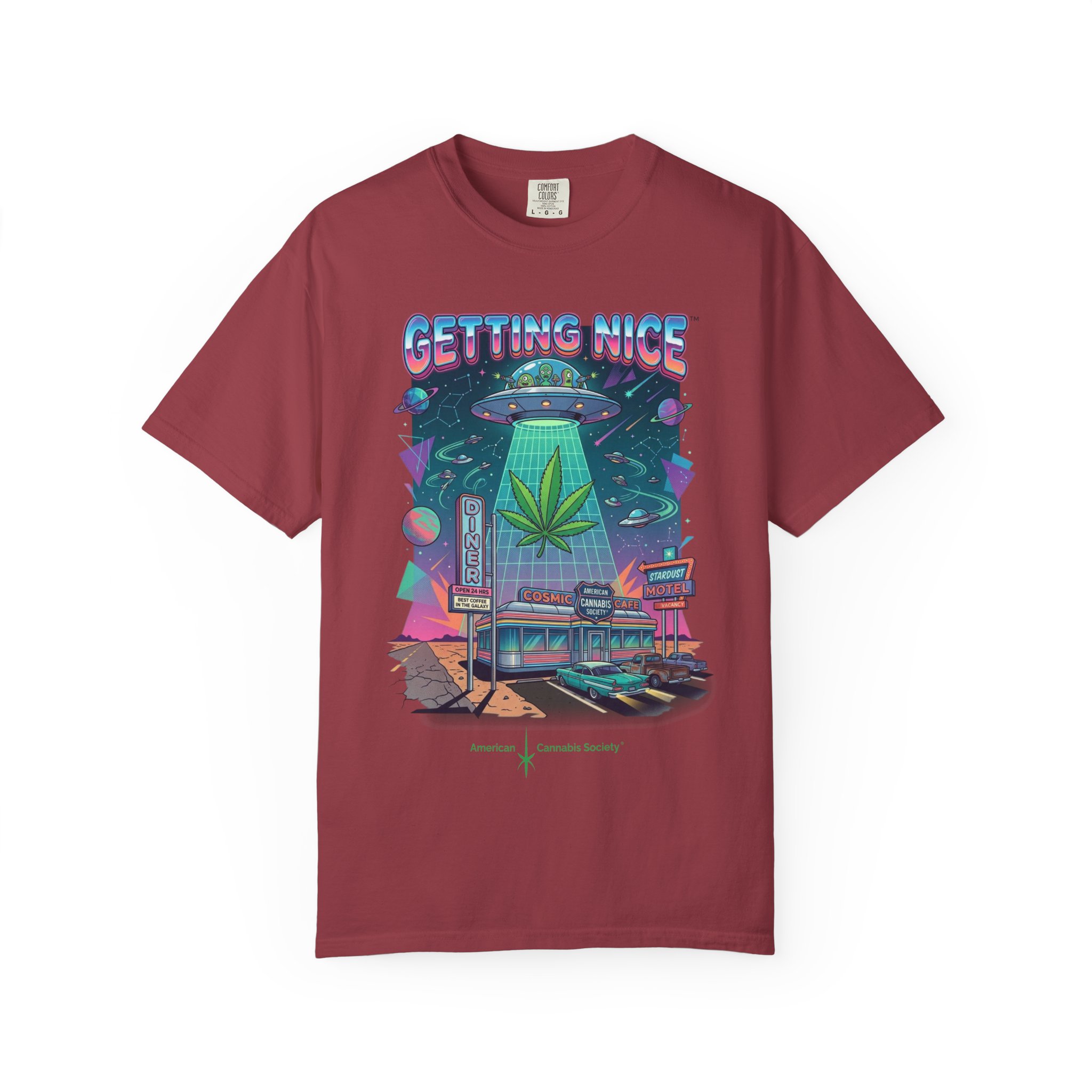 Getting Nice™ UFO T-Shirt — Retro Cannabis Flying Saucer Graphic Tee - Image 53
