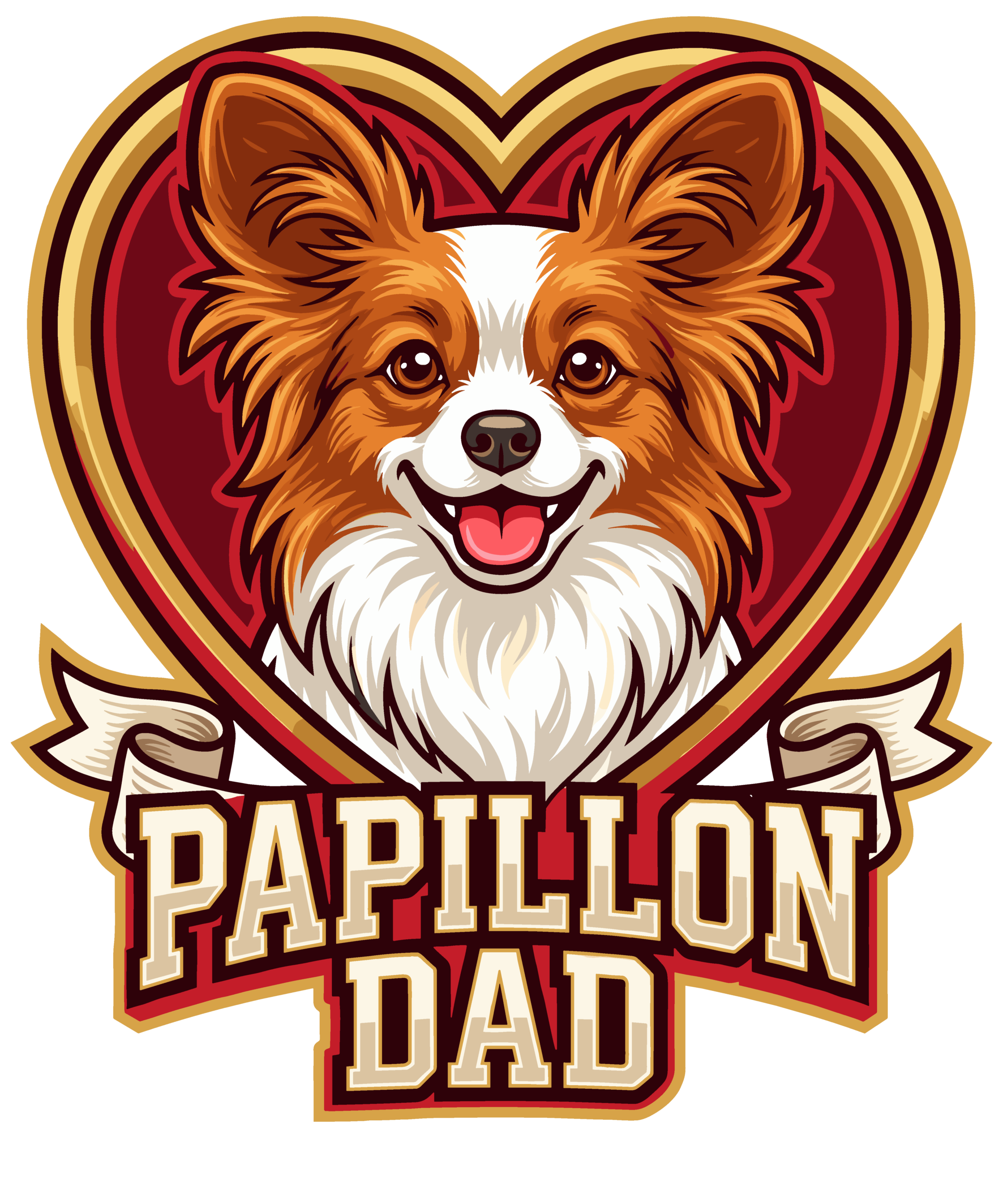 Papillon Dad heart emblem apparel design at THC Factor by GreenRX