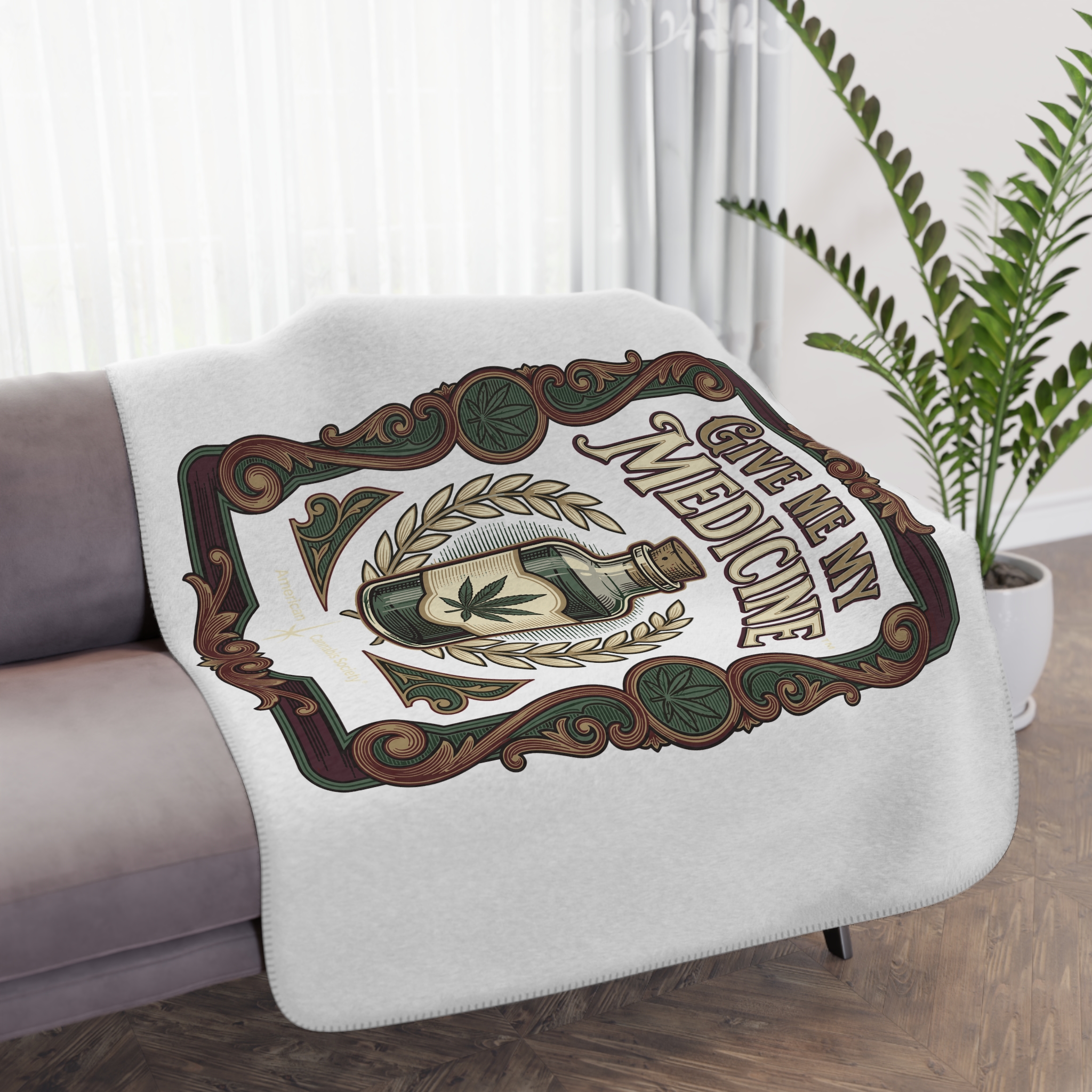 Give Me My Medicine™ Tan Sherpa Blanket – 60" × 50" – view 4