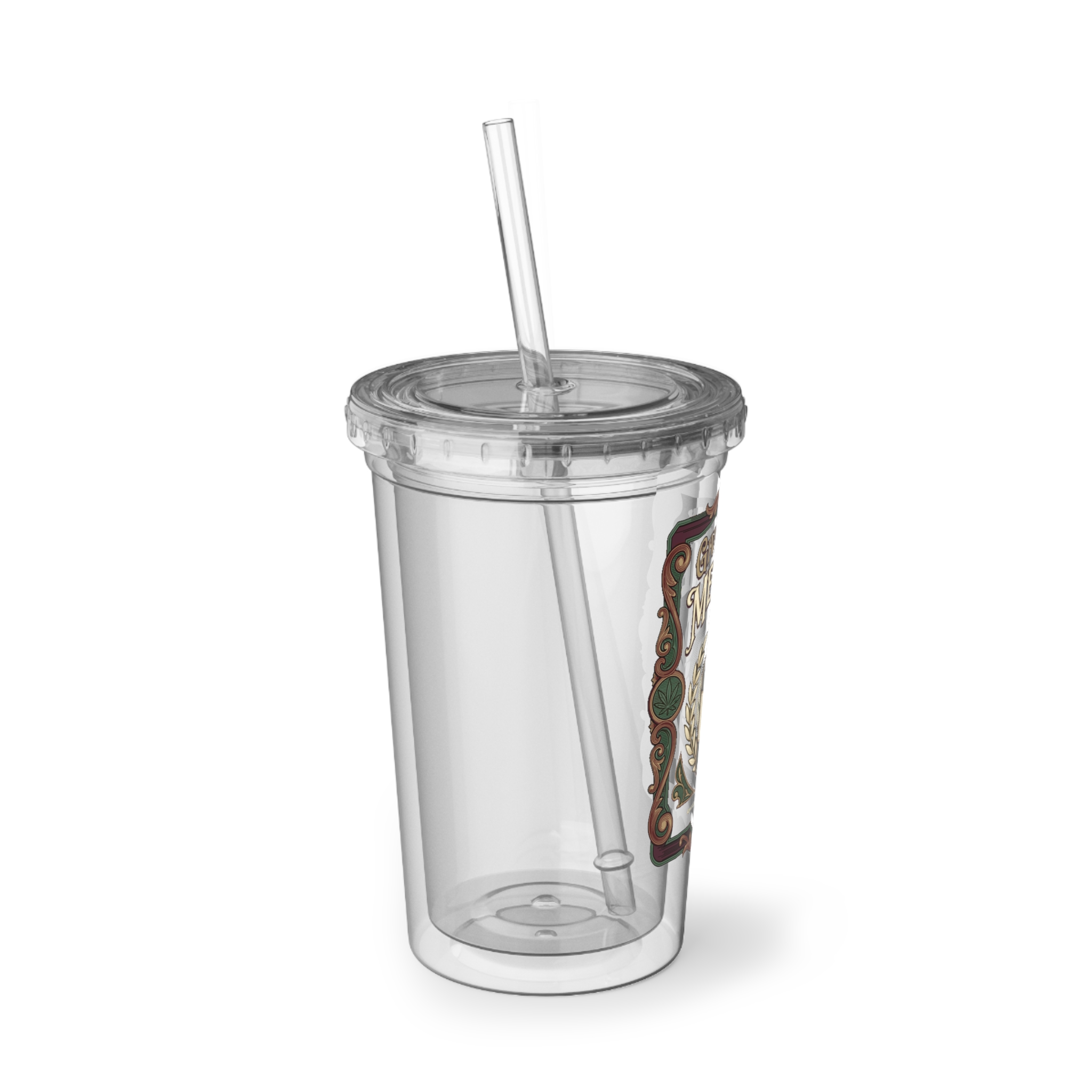 Give Me My Medicine™ 16oz Acrylic Cup with Straw – Transparent – view 3