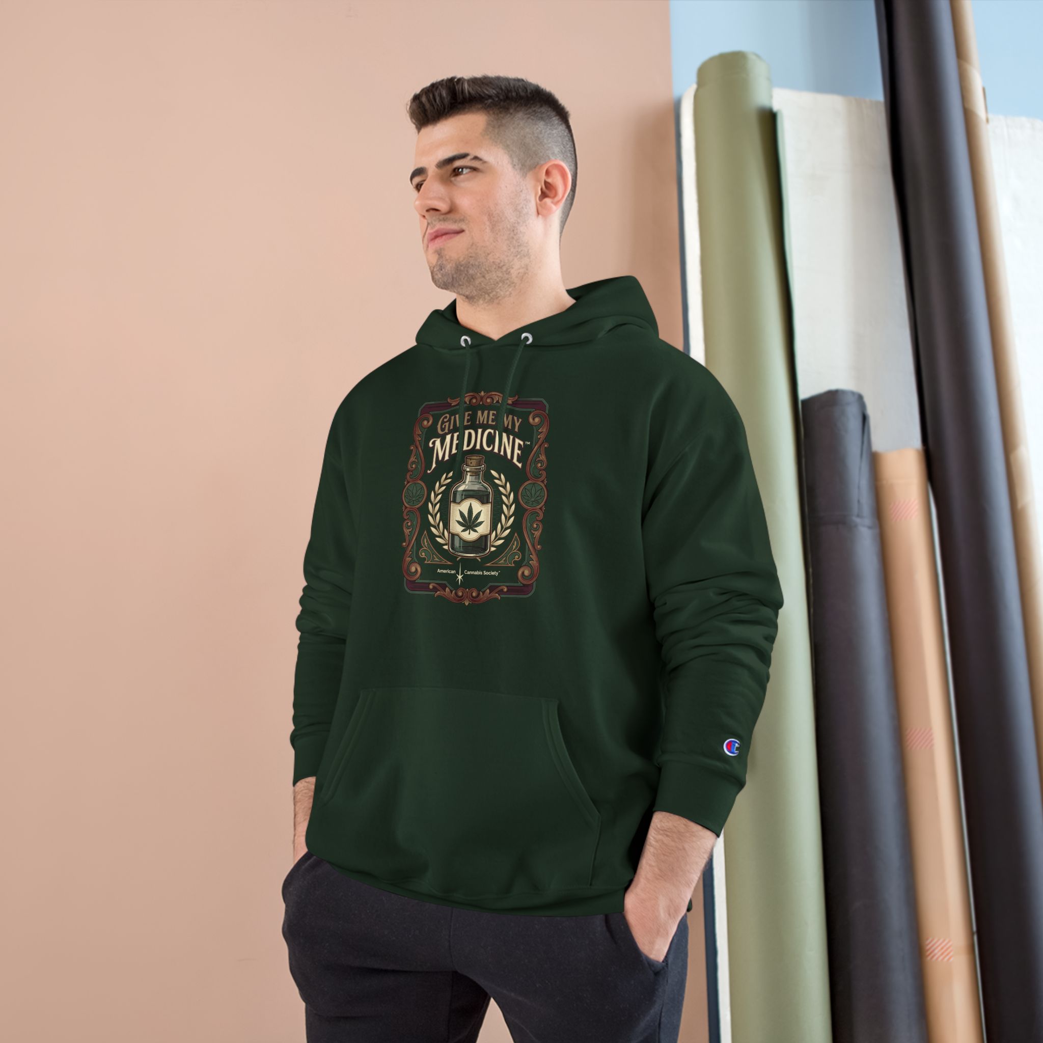 Give Me My Medicine™ Heavyweight Pullover Hoodie – Dark Green, view 3