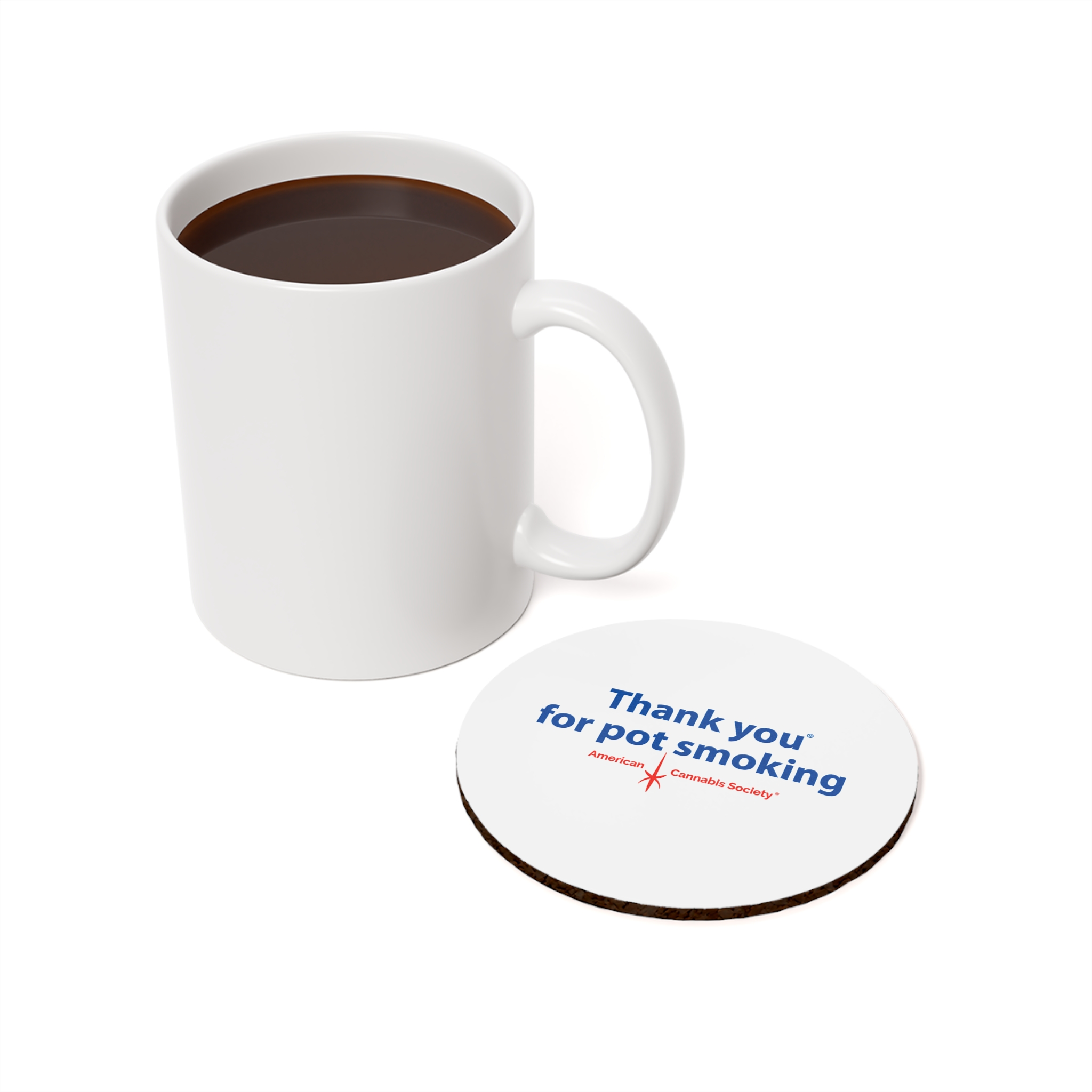 Thank You For Pot Smoking® Cork Back Coaster — American Cannabis Society® Round or Square Coaster - Image 3