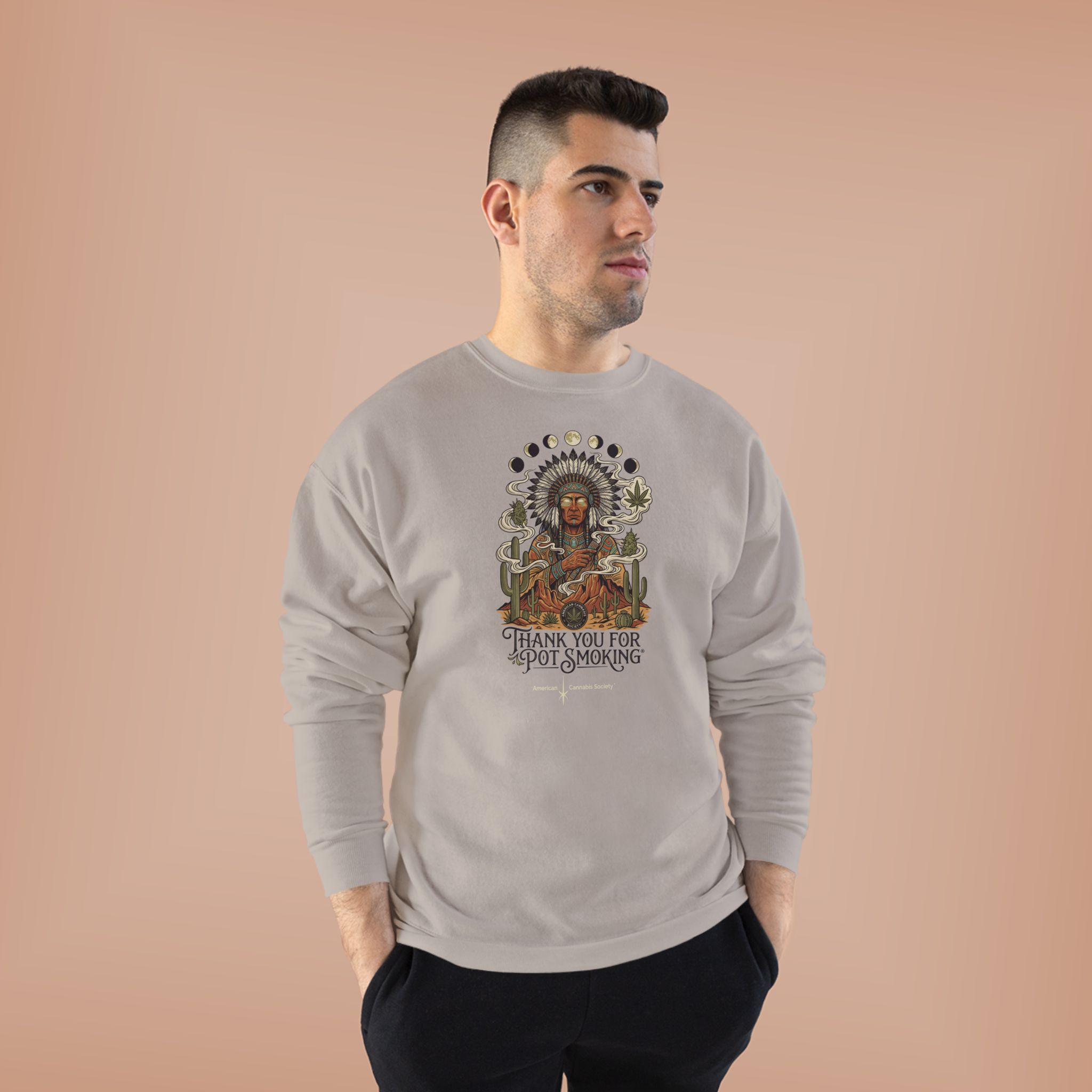 Thank You For Pot Smoking® Desert Chief Unisex Crewneck Sweatshirt – Sand – view 4